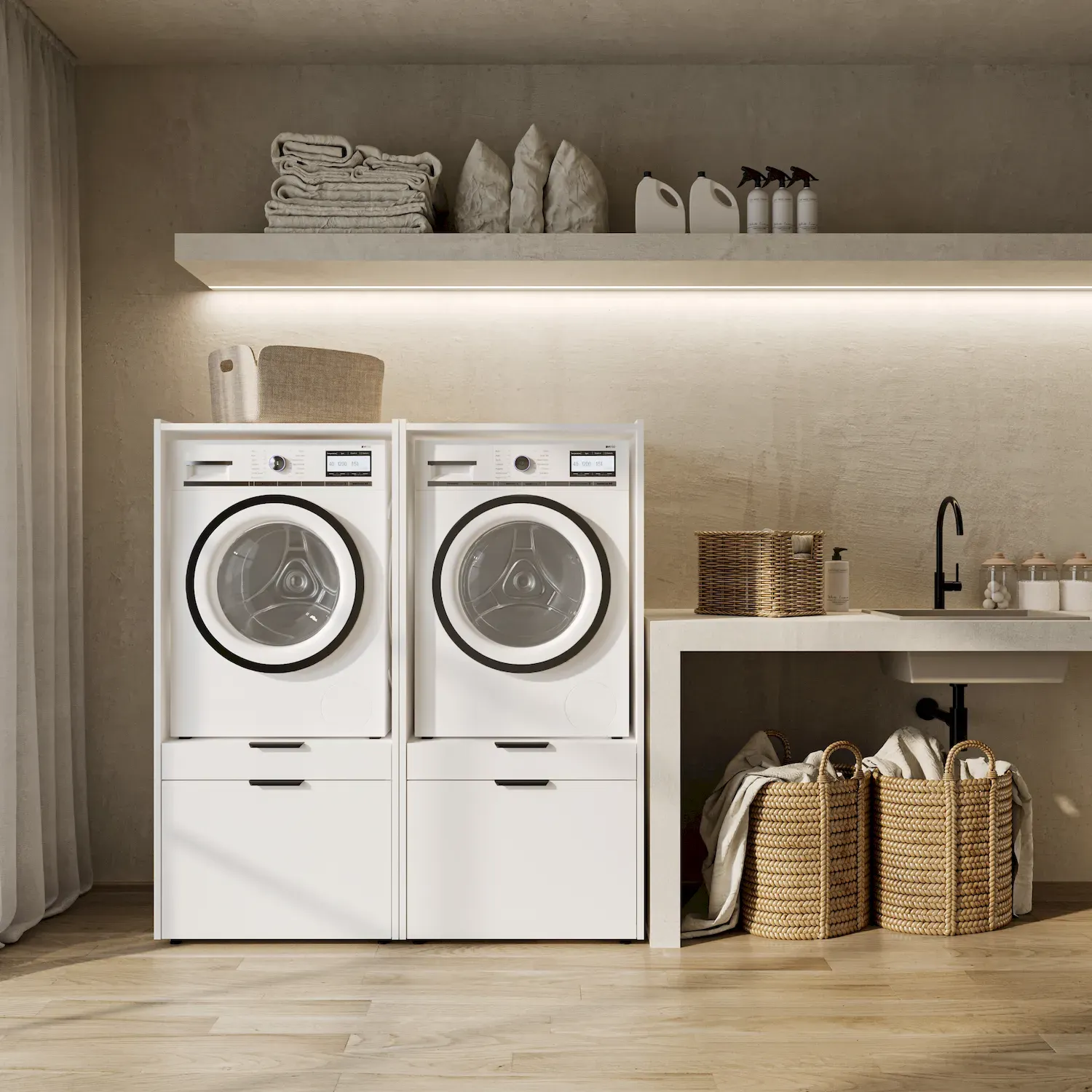 Zabudowa na pralkę lub suszarkę ANDIAMO szuflada półka biały - 3097OK60