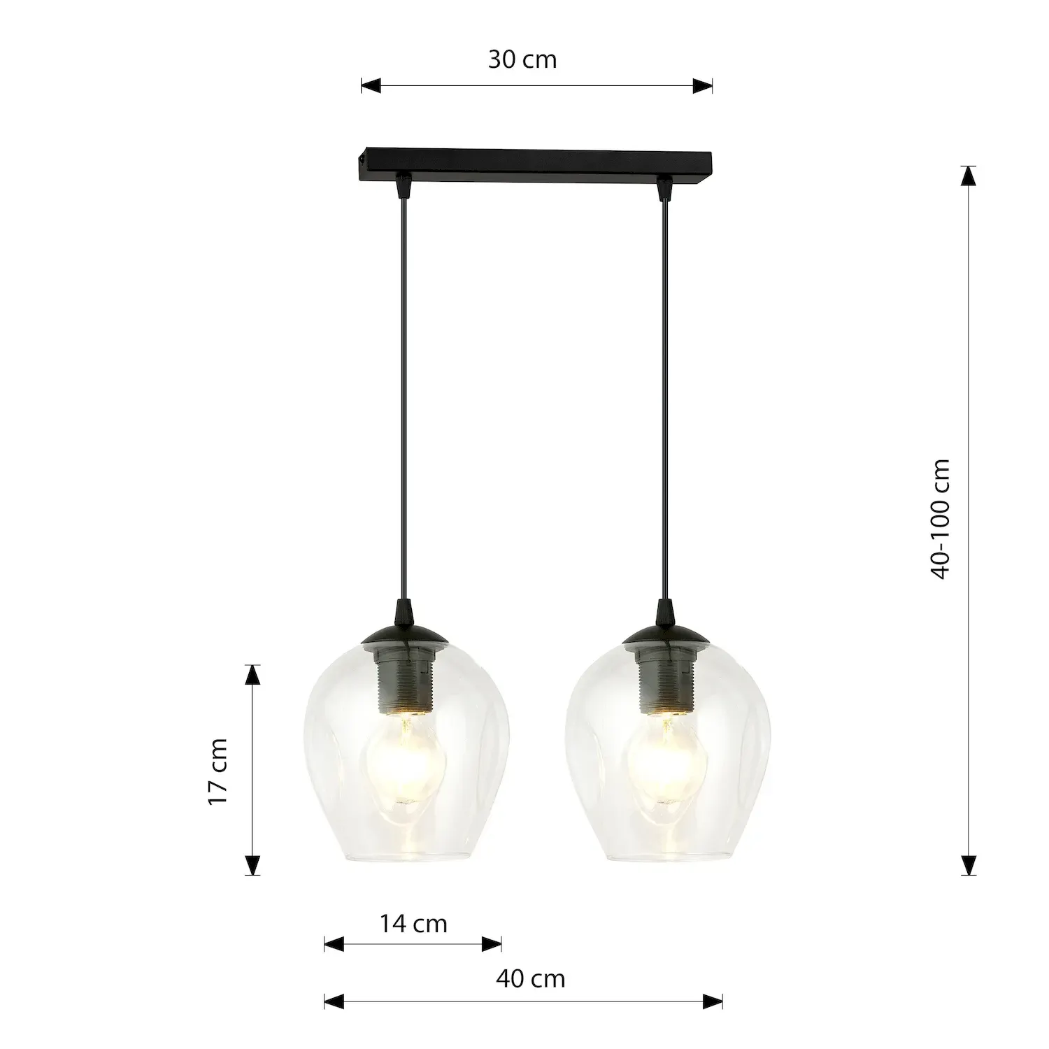 Lampa sufitowa ISTAR 2 czarny transparentny - 679/2