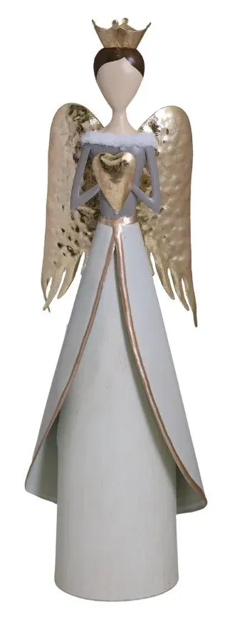 ANIOŁ metalowy duży beżowo-złoty