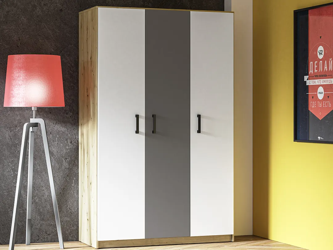 Szafa 3-drzwiowa FINI 02 biały, antracyt, dąb artisan - 1FINI02-001