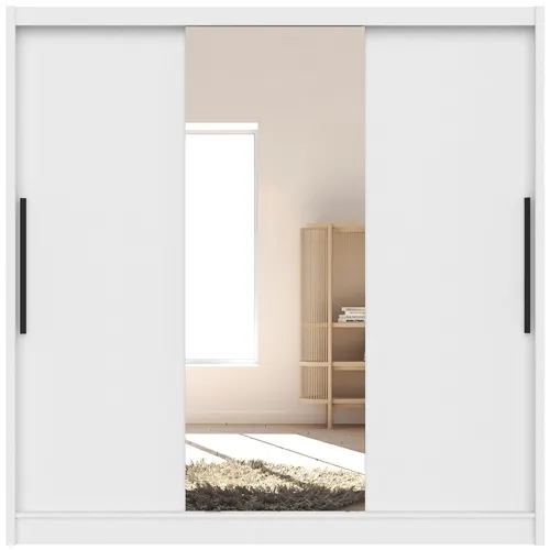 Szafa 3-drzwiowa 1 lustro ARIS drzwi przesuwne biała - INT_5002480