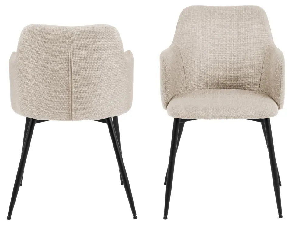 Krzesło z podłokietnikami Laos Beżowy- zam. błyskawiczny, Czarny ( zestaw 2 sztuk ) - 0000098239