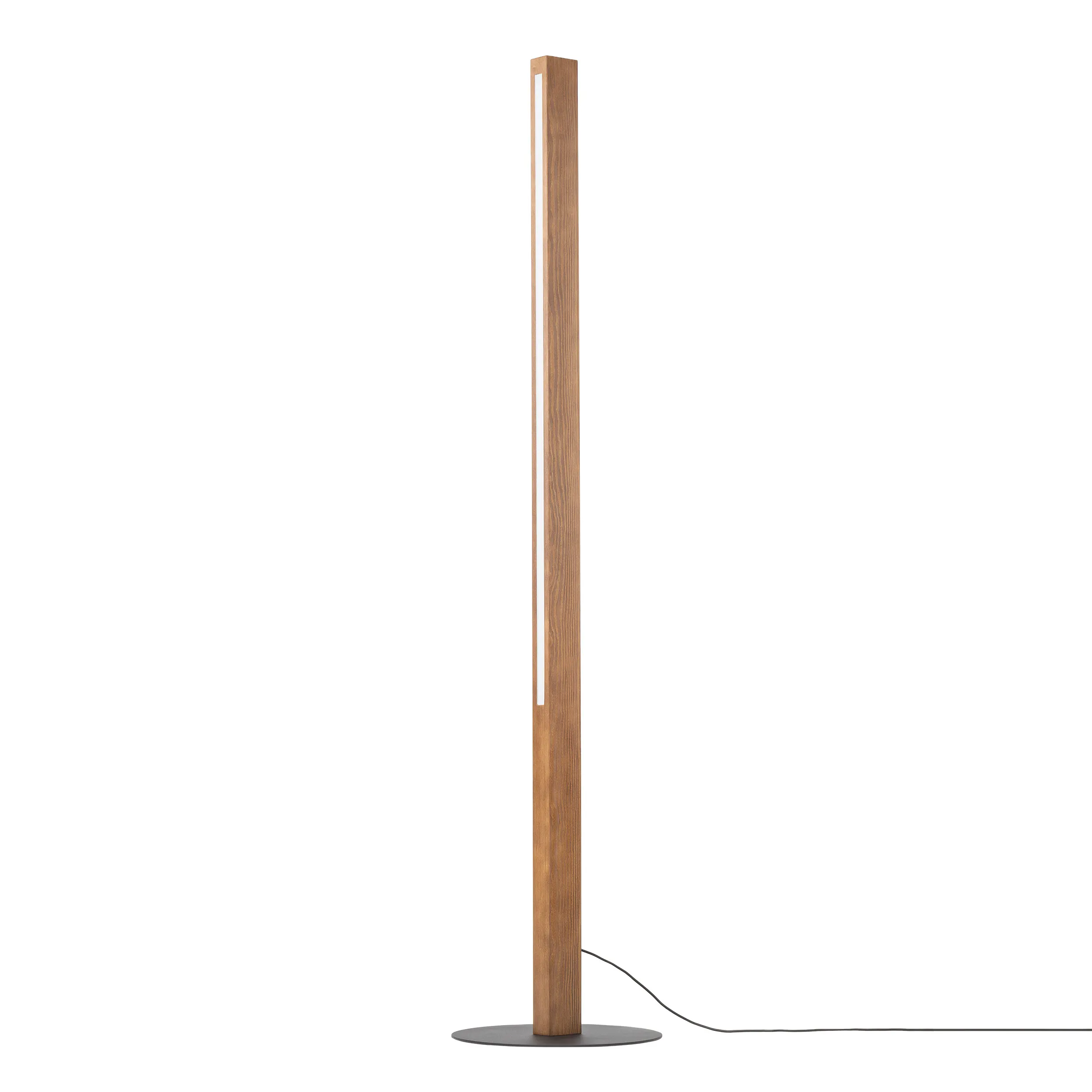 Lampa podłogowa TEO LED czarna podstawa ciemne drewno orzech 42x17cm - TK_1410