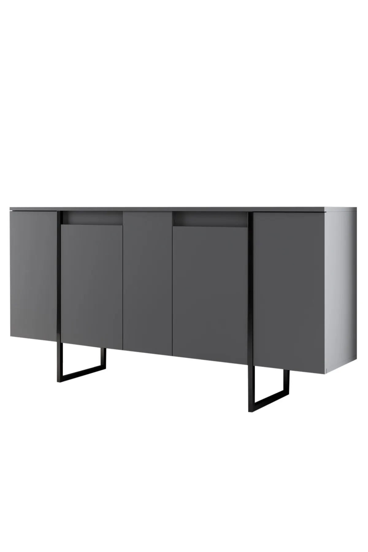 Komoda 4-drzwiowa LUXE 160 cm antracytowa czarny stelaż