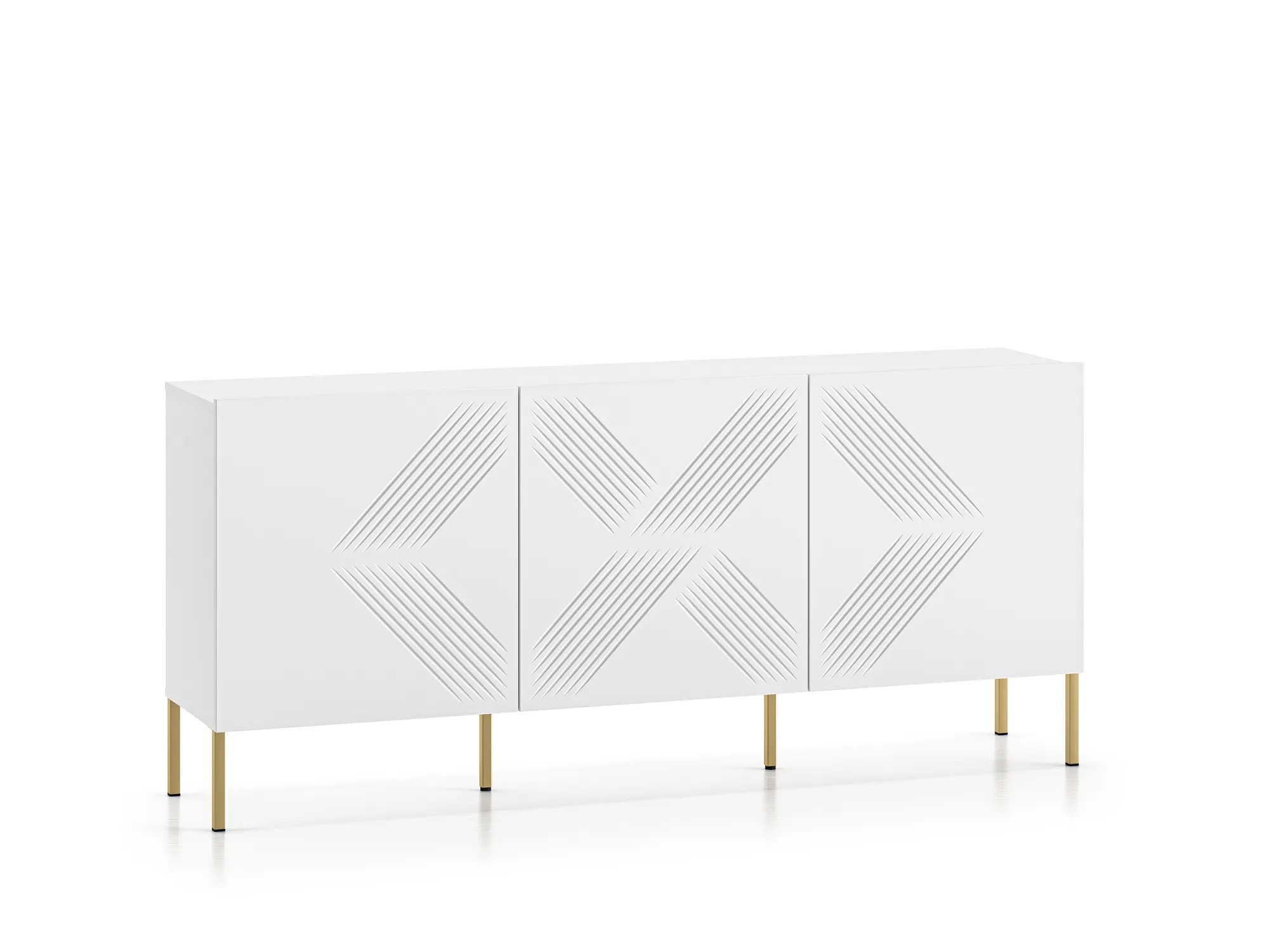 Komoda 3-drzwiowa CLEARING 02 biały alpejski, noga-złoty