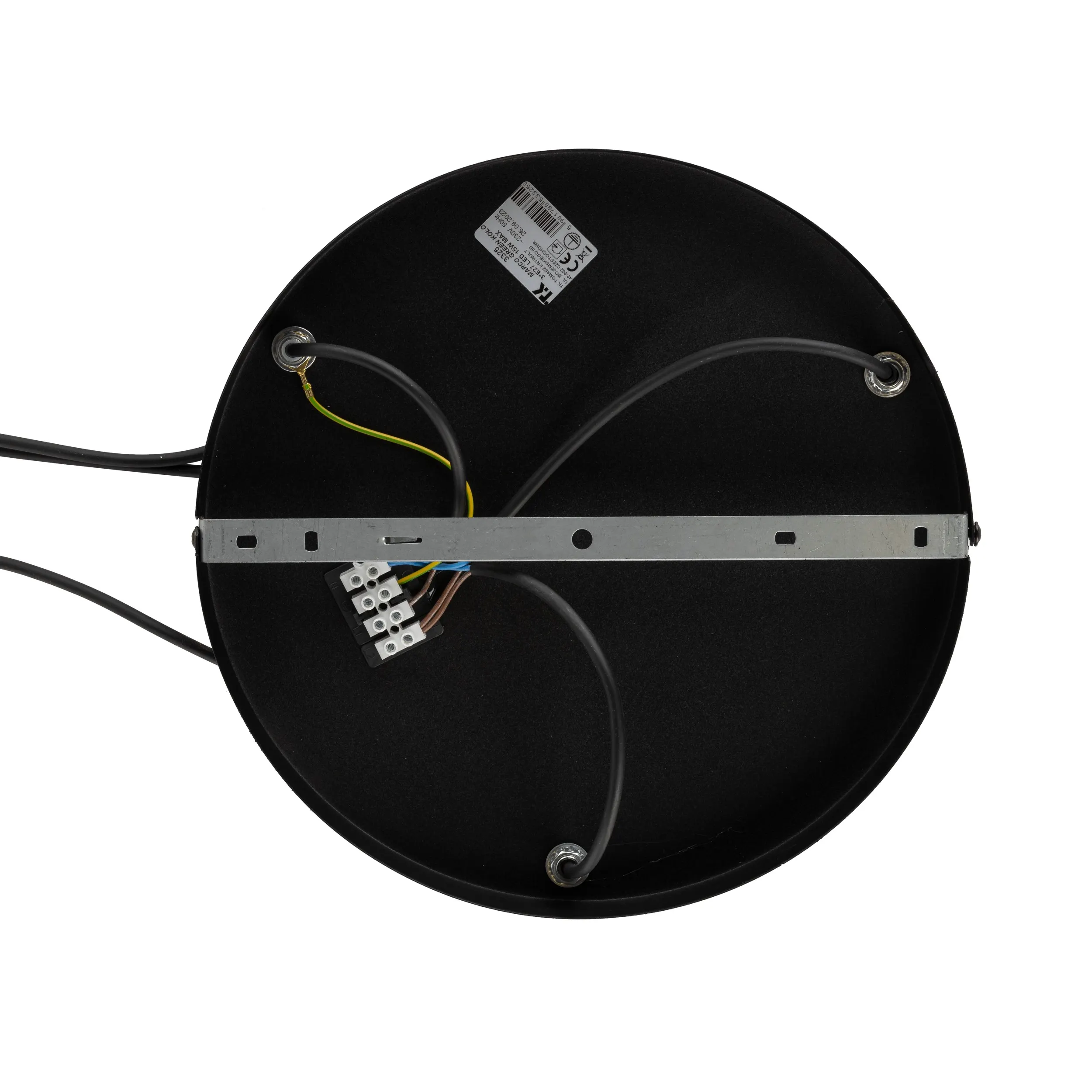 Lampa wisząca DEVI na czarnej podstawie i przewodzie ze złotymi elementami klosz szklany okrągły transparentny przyciemniany 165x18cm - TK_4646