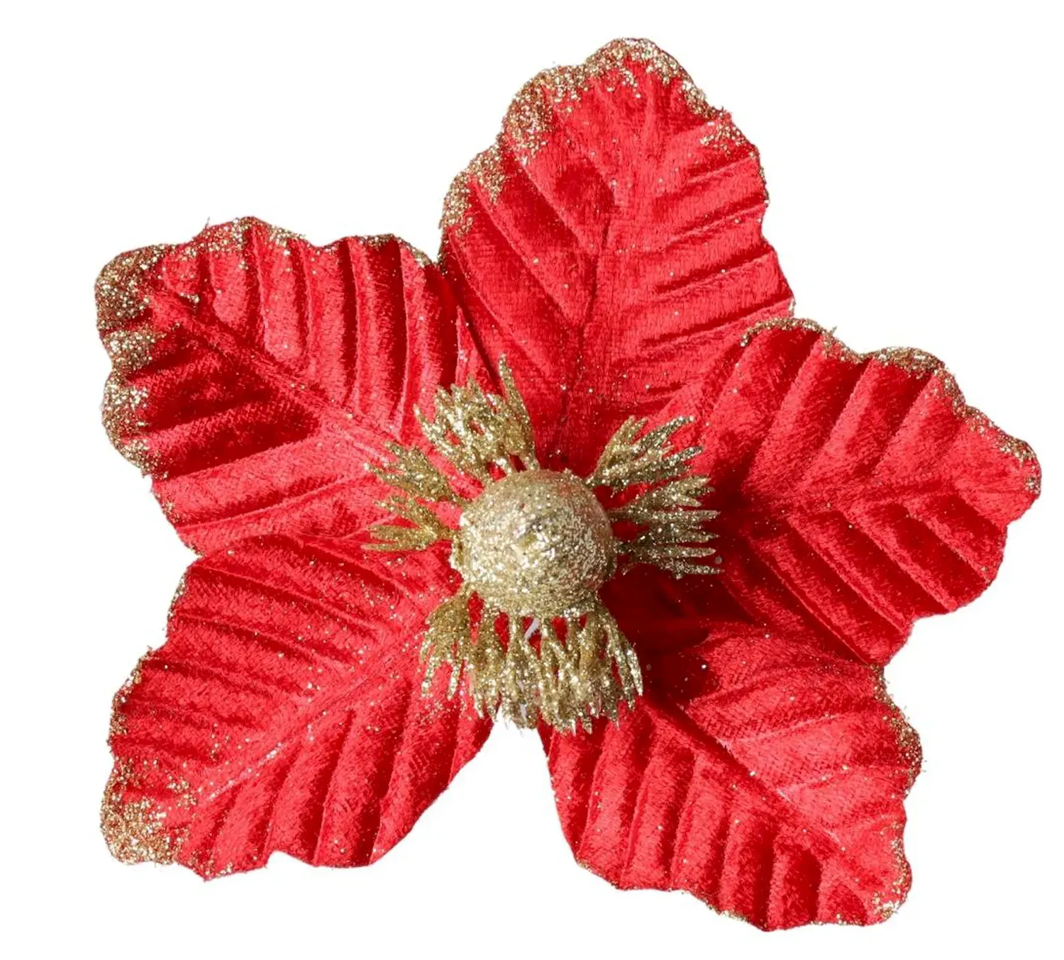 Kwiatek na choinkę 14,5cm czerwono-żółty