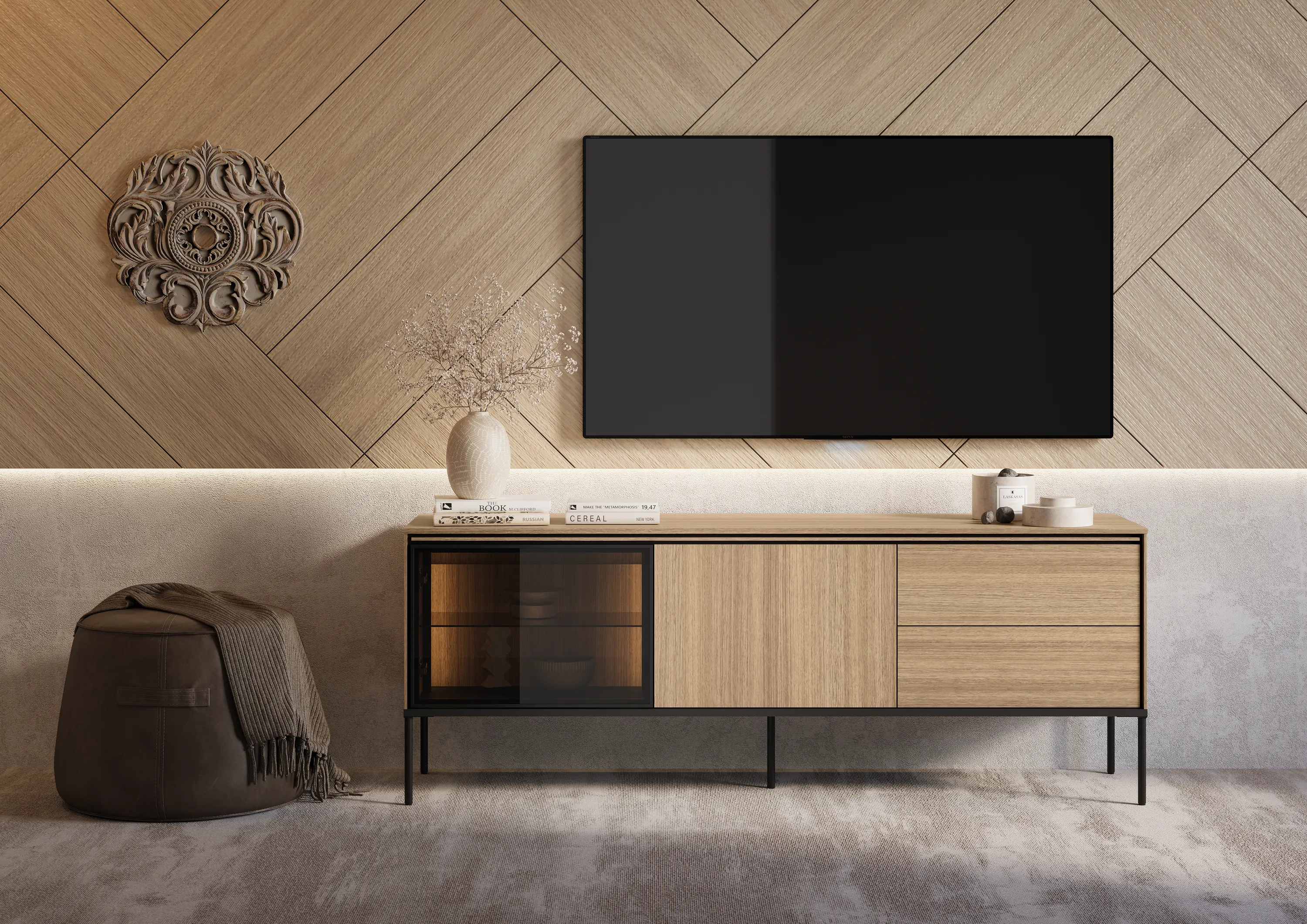 Szafka RTV VISSO VI-07 167cm dąb linearny - VI7DL