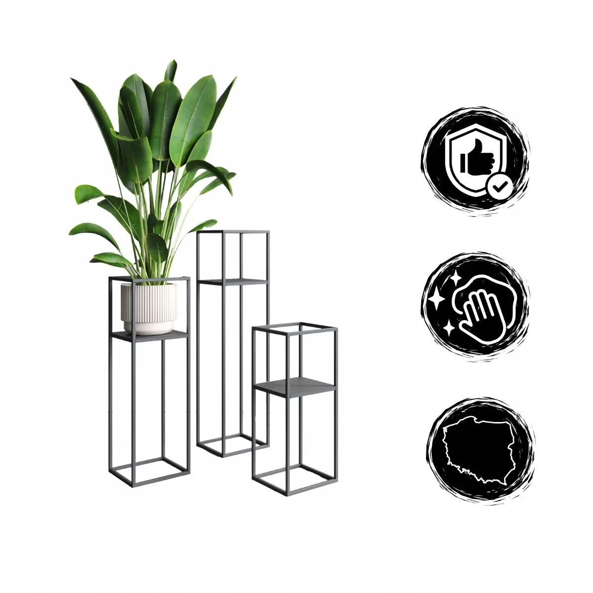 Kwietnik stojący metalowy LILLE S czarny - LD_TZ000163