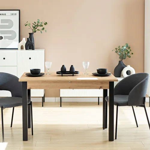 Stół rozkładany NEO 70x120(160) dąb wotan czarny - INT_5001143