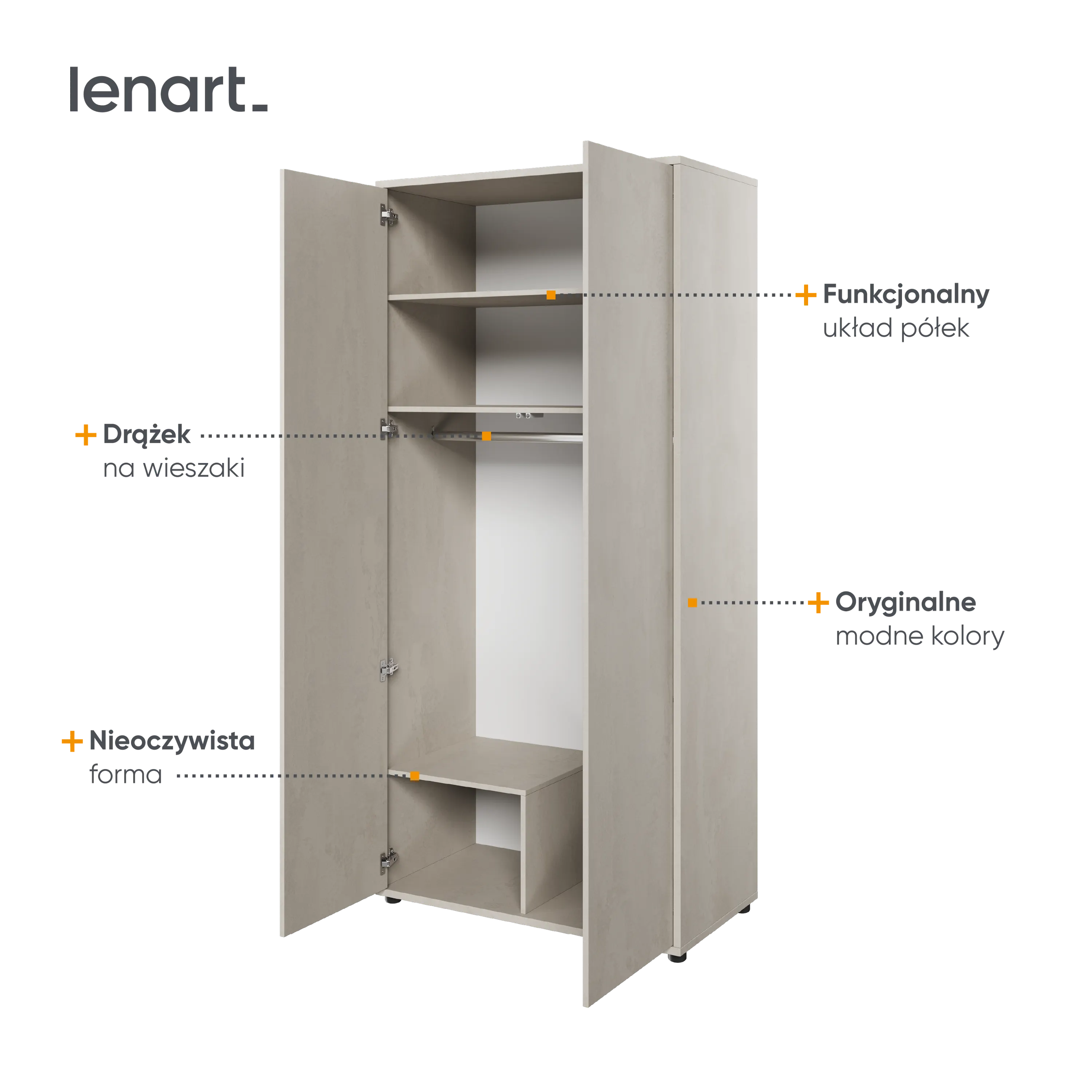 Szafa 2-drzwiowa Teen Flex TF-01 szara - TF1SF