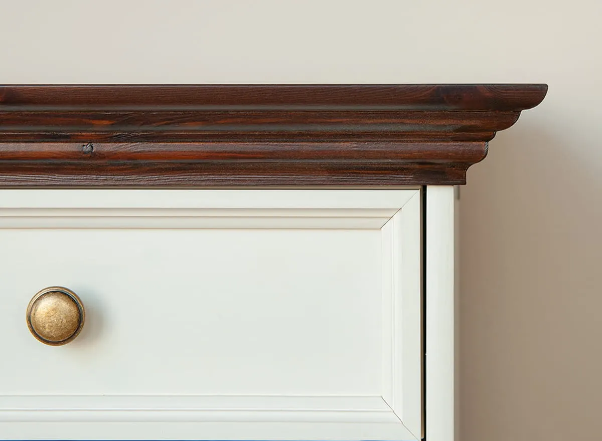 Biurko sosnowe z szafką i szufladą BELLUNO ELEGANTE biały orzech - PL031B/O