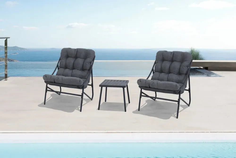 Zestaw mebli ogrodowych CASPER 3-set stalowy ciemnoszary - FG005526