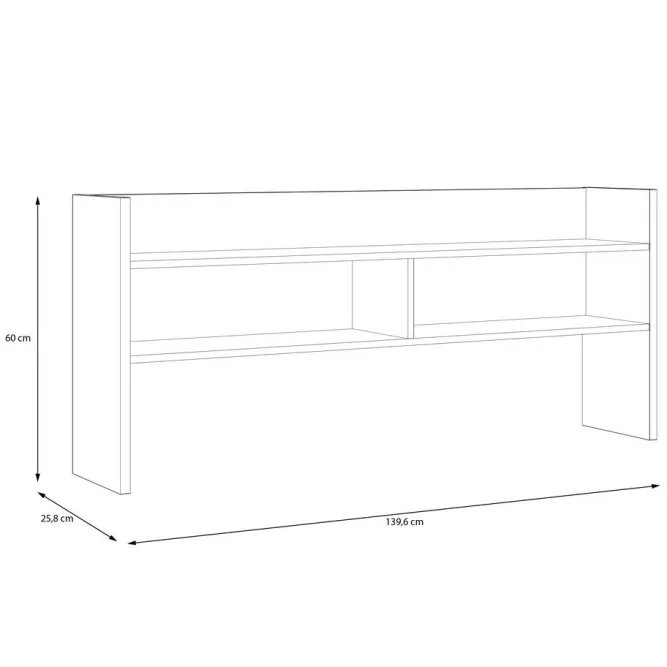 Nadstawka na biurko MODULTRICK 140 cm - efekt drewna, szary - MDUN122-M329