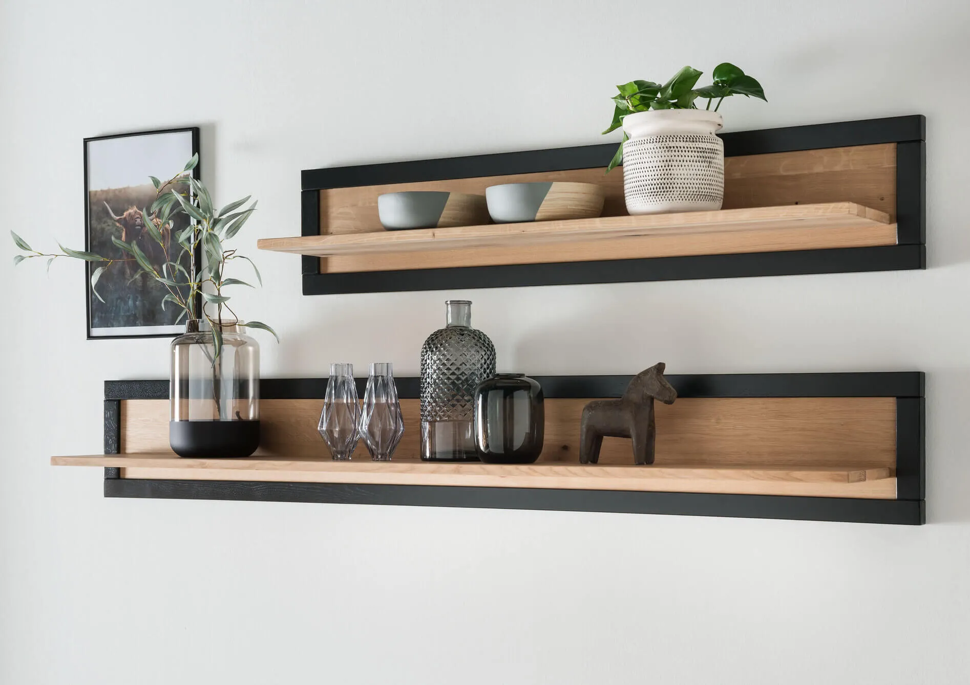 Półka wisząca dębowa HALLOW 170 dąb olejowany, czarny - GK_1031591201