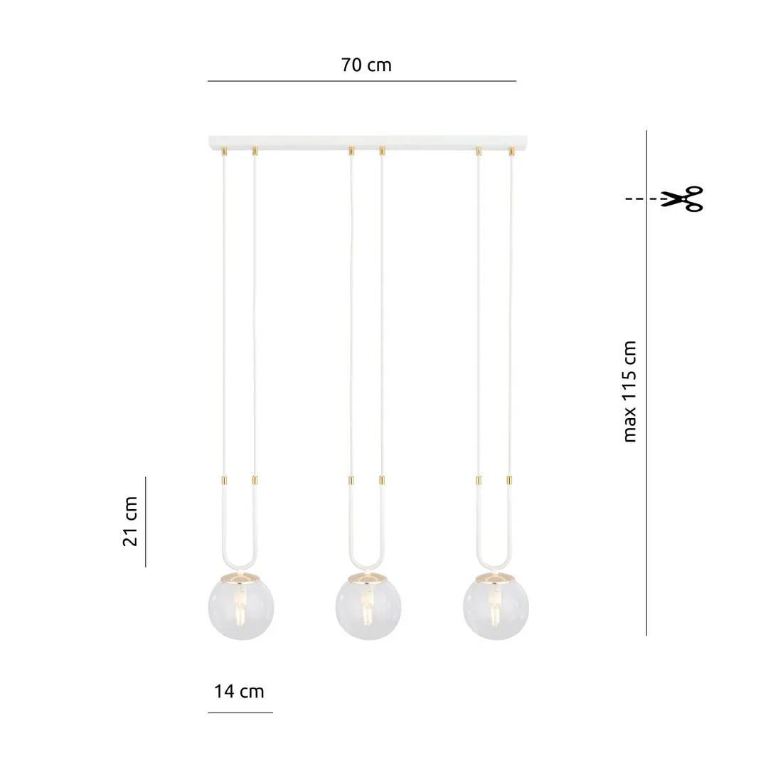Lampa wisząca GLAM 3 biały transparentny — zdjęcie 6
