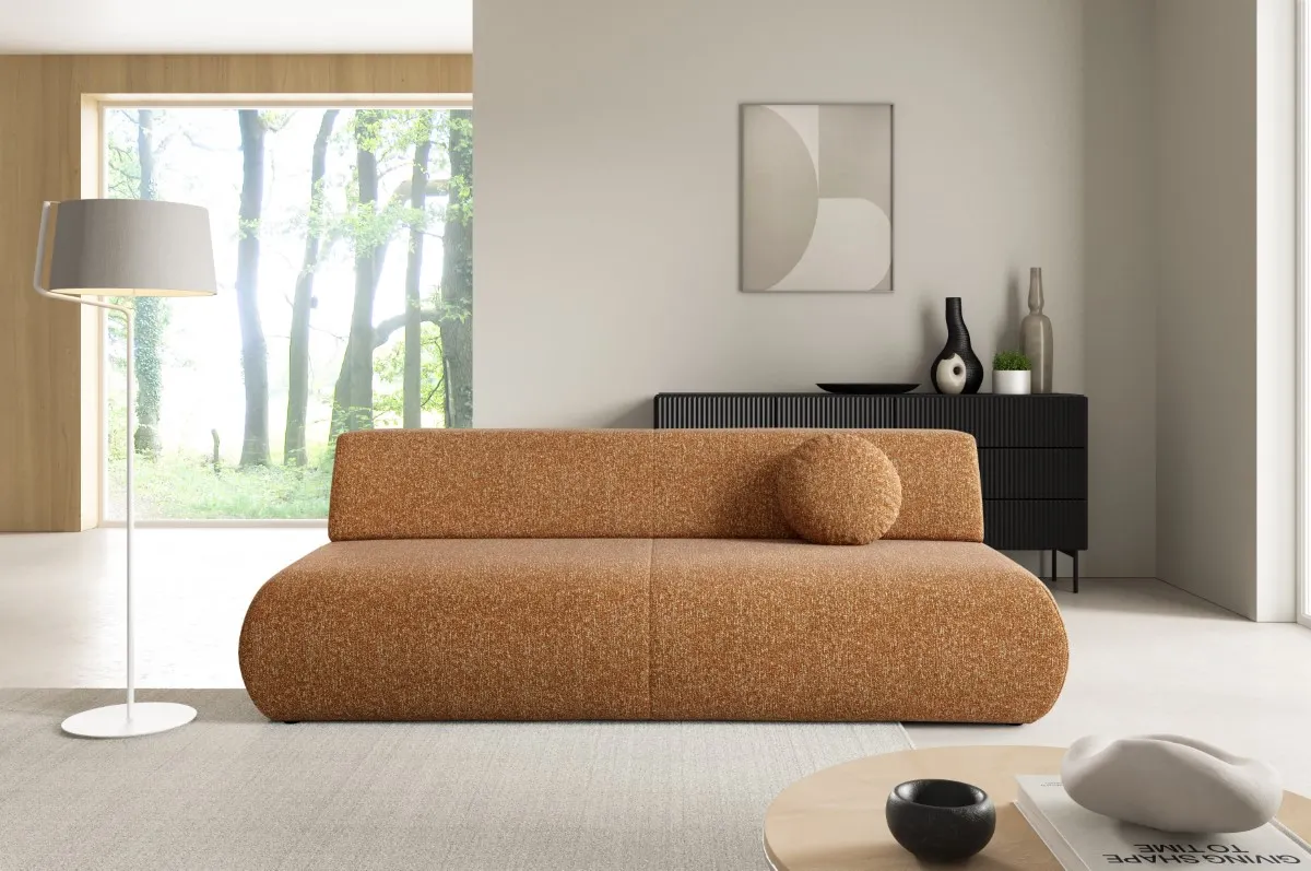 Sofa rozkładana z pojemnikiem PUENTE 214 cm rdzawa — zdjęcie 9