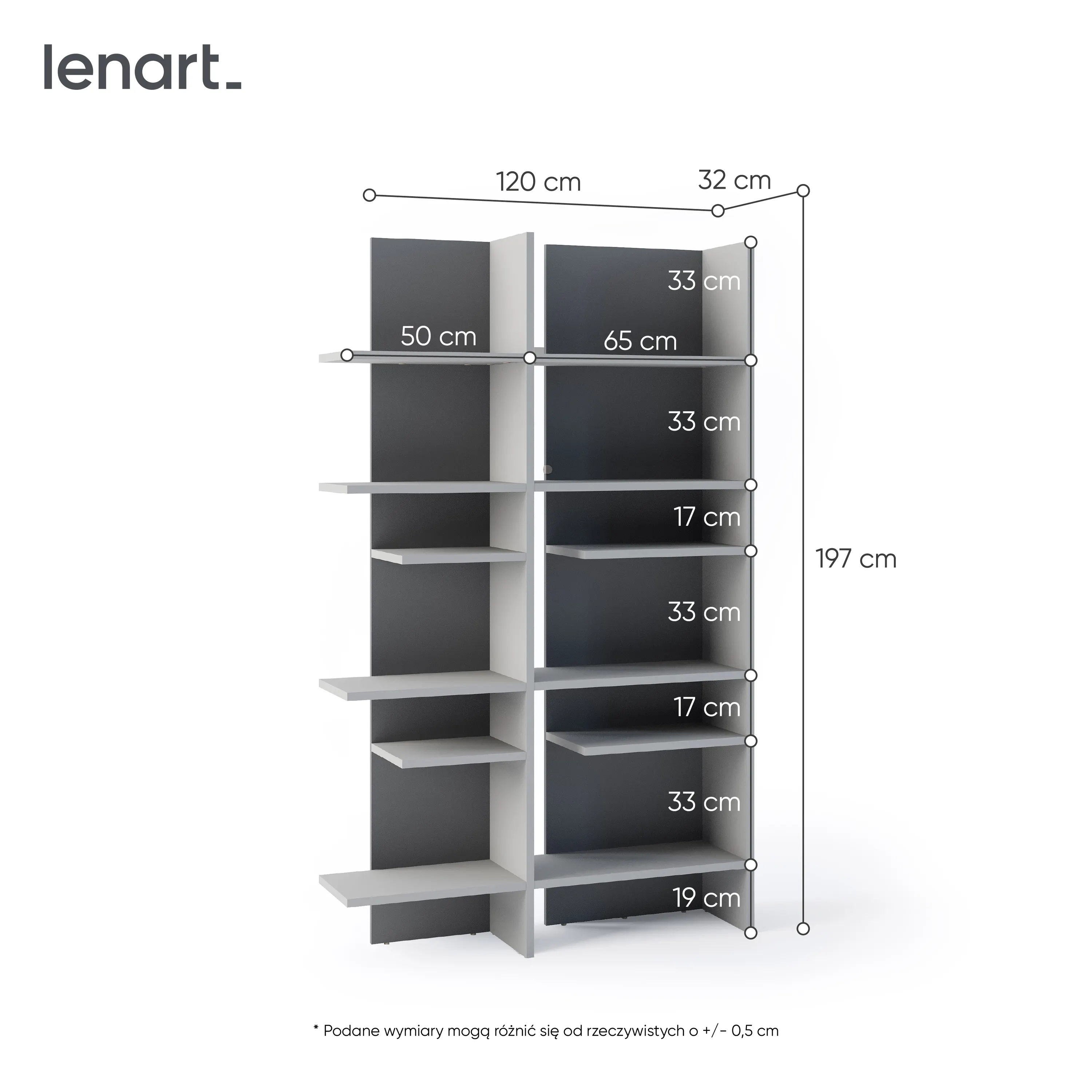 FITT FL-01P - regał prawy z oświetleniem - metalic ciemny/metalic jasny - FL1PMCJ