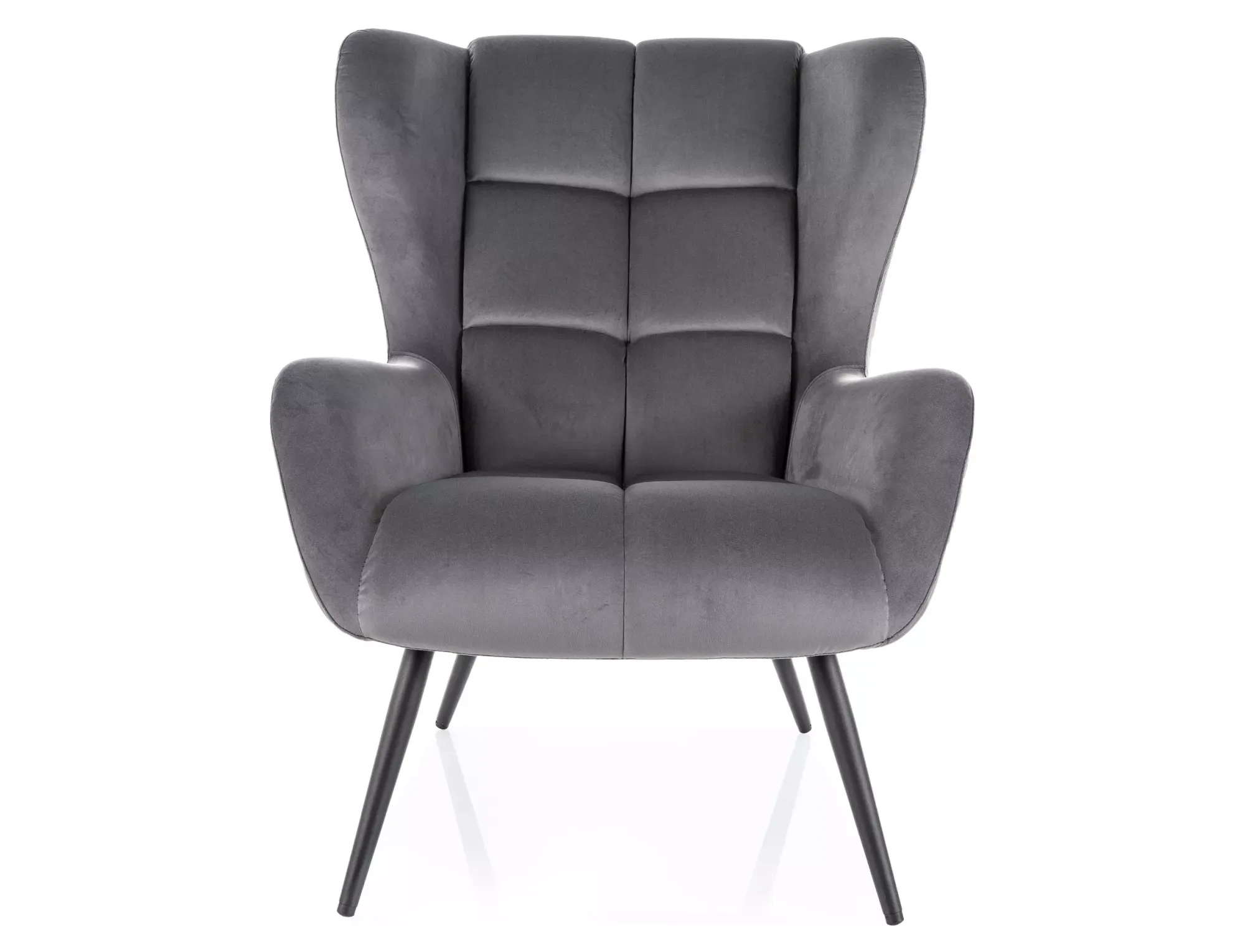 Fotel z podłokietnikami LOUIS VELVET pikowany szary z czarnymi nogami - LOUISVCSZ