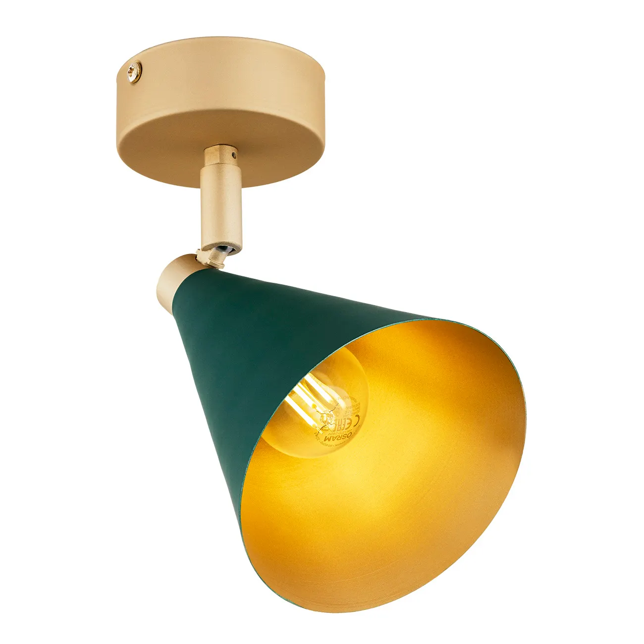 Kinkiet / Plafon LUCINDA metalowy złoty zielony regulowany 18x12cm - 8254