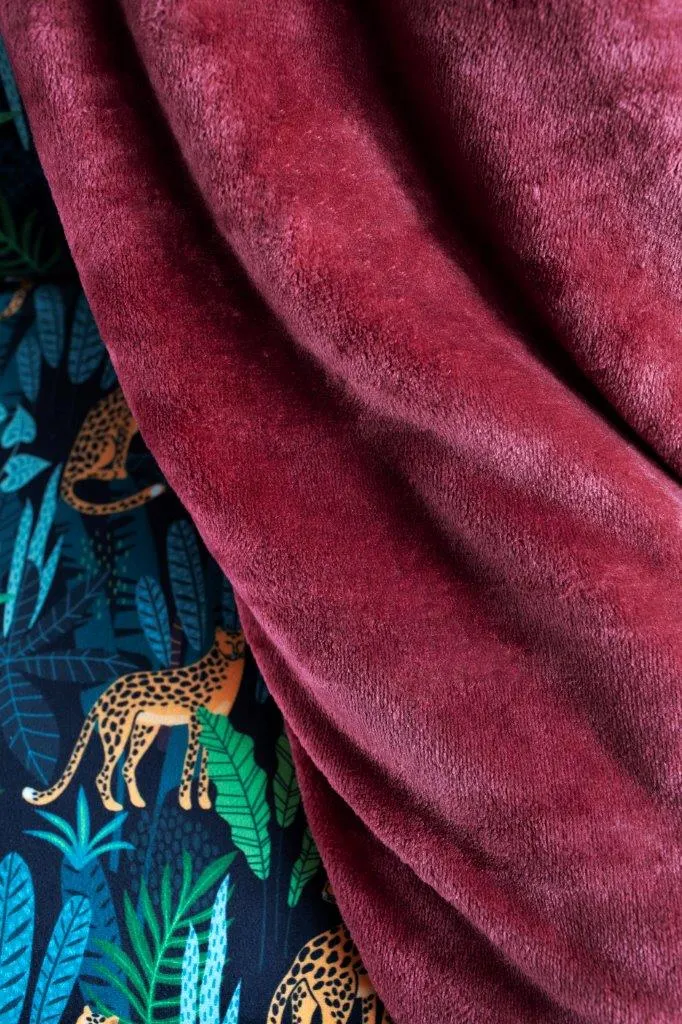 Koc pluszowy z mikrofibry SIGLO 220x200 bordowy - FARO_24573