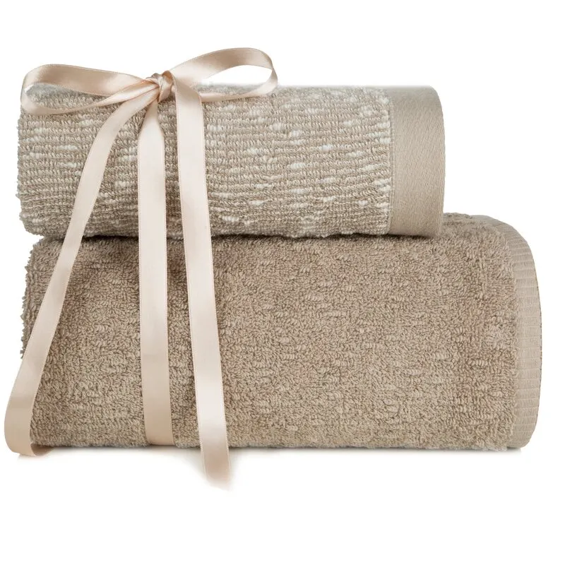 KOMPLET RĘCZNIKÓW 2 50X90 CM, 70X140 CM JASNOBRĄZOWY KOMPLET RĘCZNIKÓW 2 50X90 CM, 70X140 CM JASNOBRĄZOWY