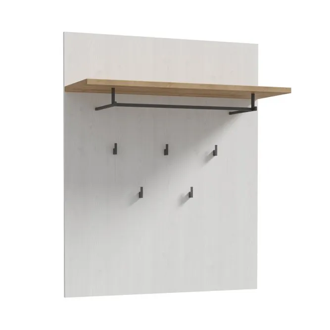 Panel wiszący z półką i haczykami CHISBURY - dąb riviera, modrzew jasny sibu Panel wiszący z półką i haczykami CHISBURY - dąb riviera, modrzew jasny sibu