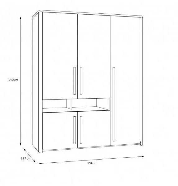 Szafa młodzieżowa SURFINIO 194x157 szara dąb catania - SFNS731-M378