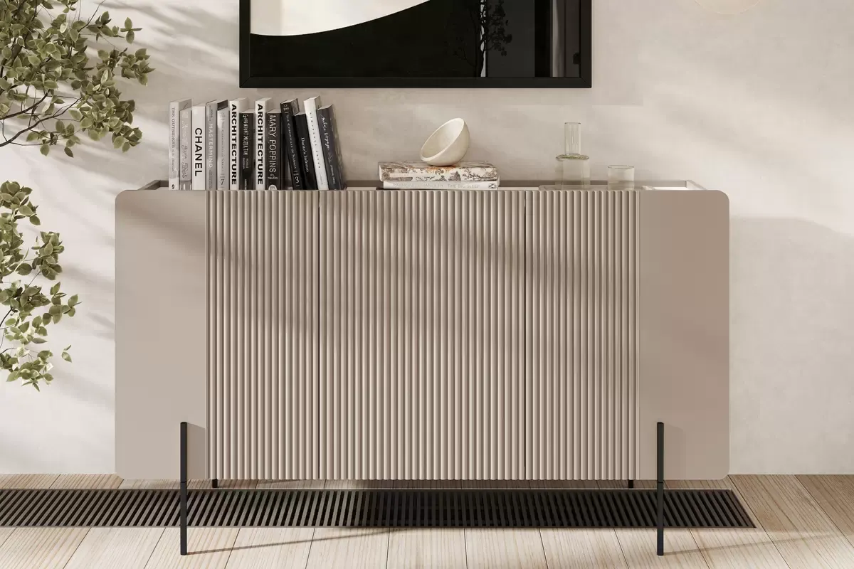 MALMI Komoda 150 3D - cashmere / crema bianca  / czarne nogi — zdjęcie 7