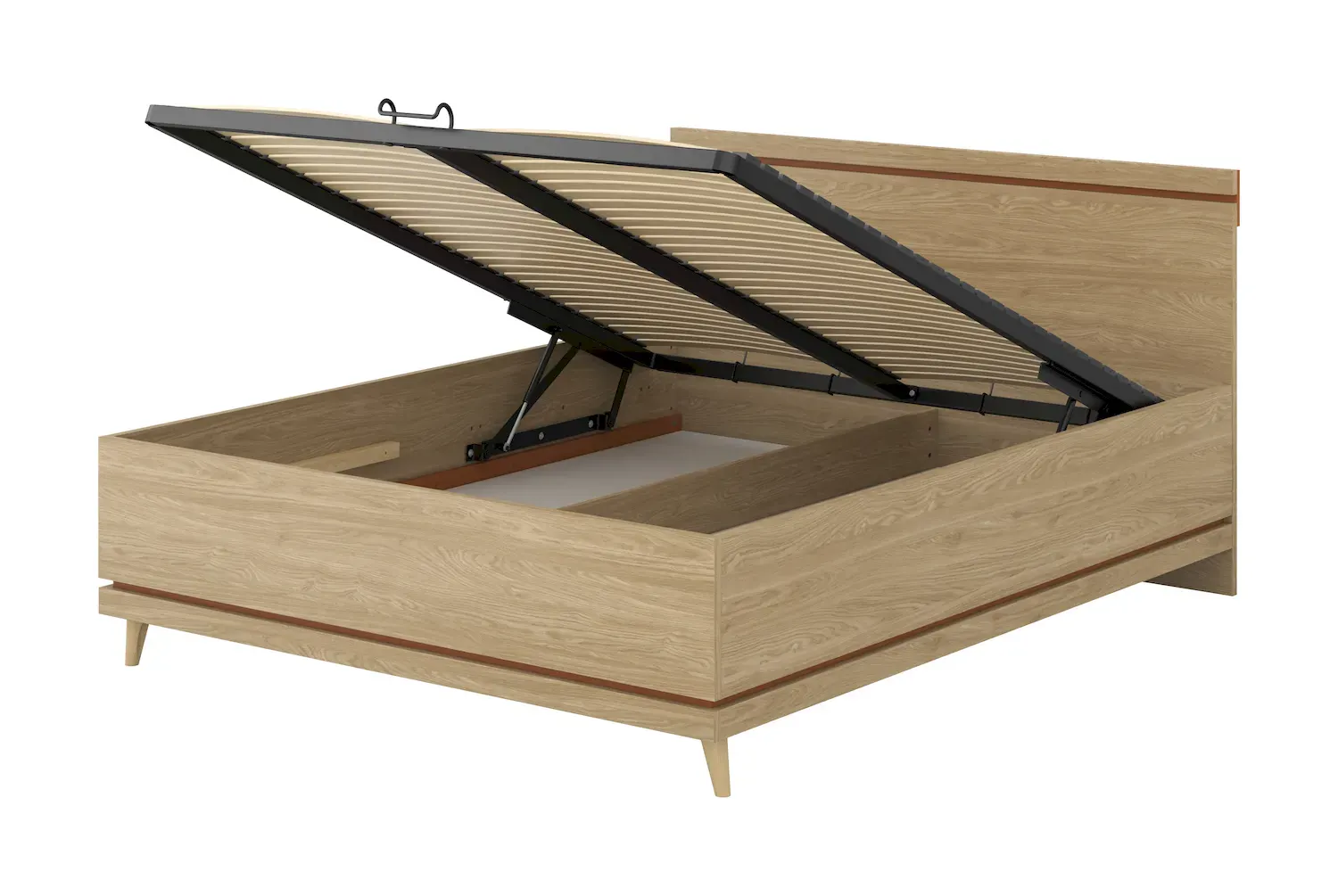 Łóżko z pojemnikiem SCANDI 51 160cm dąb ceglany - 24D5OH51