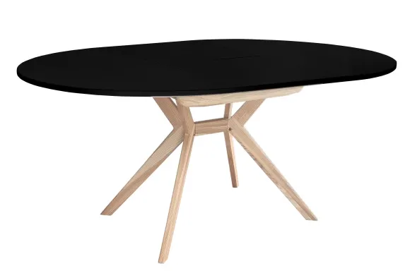 Okrągły stół rozkładany BIJU 120-170cm czarny jesion