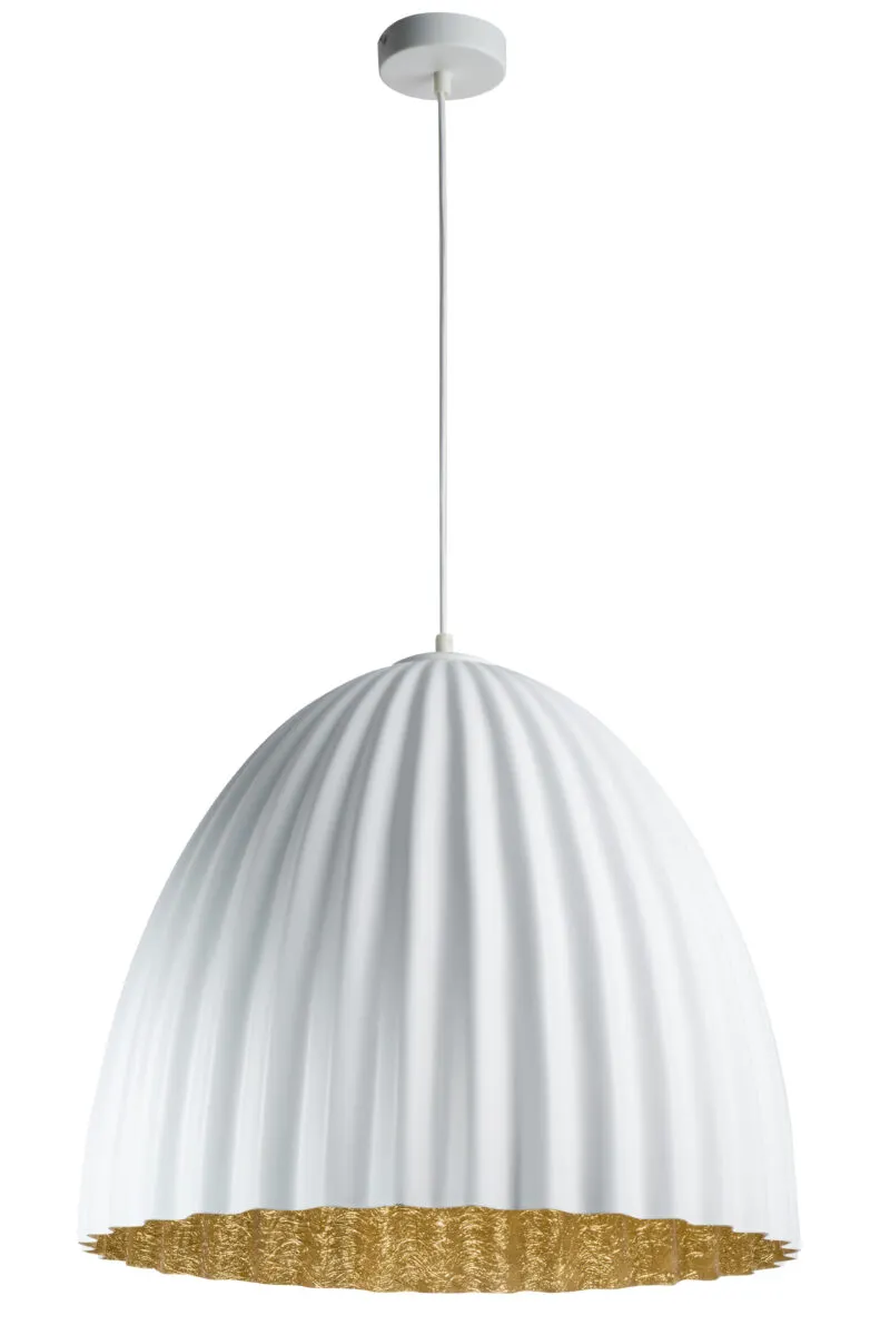 Lampa wisząca TELMA 50 biało-złota ryflowana