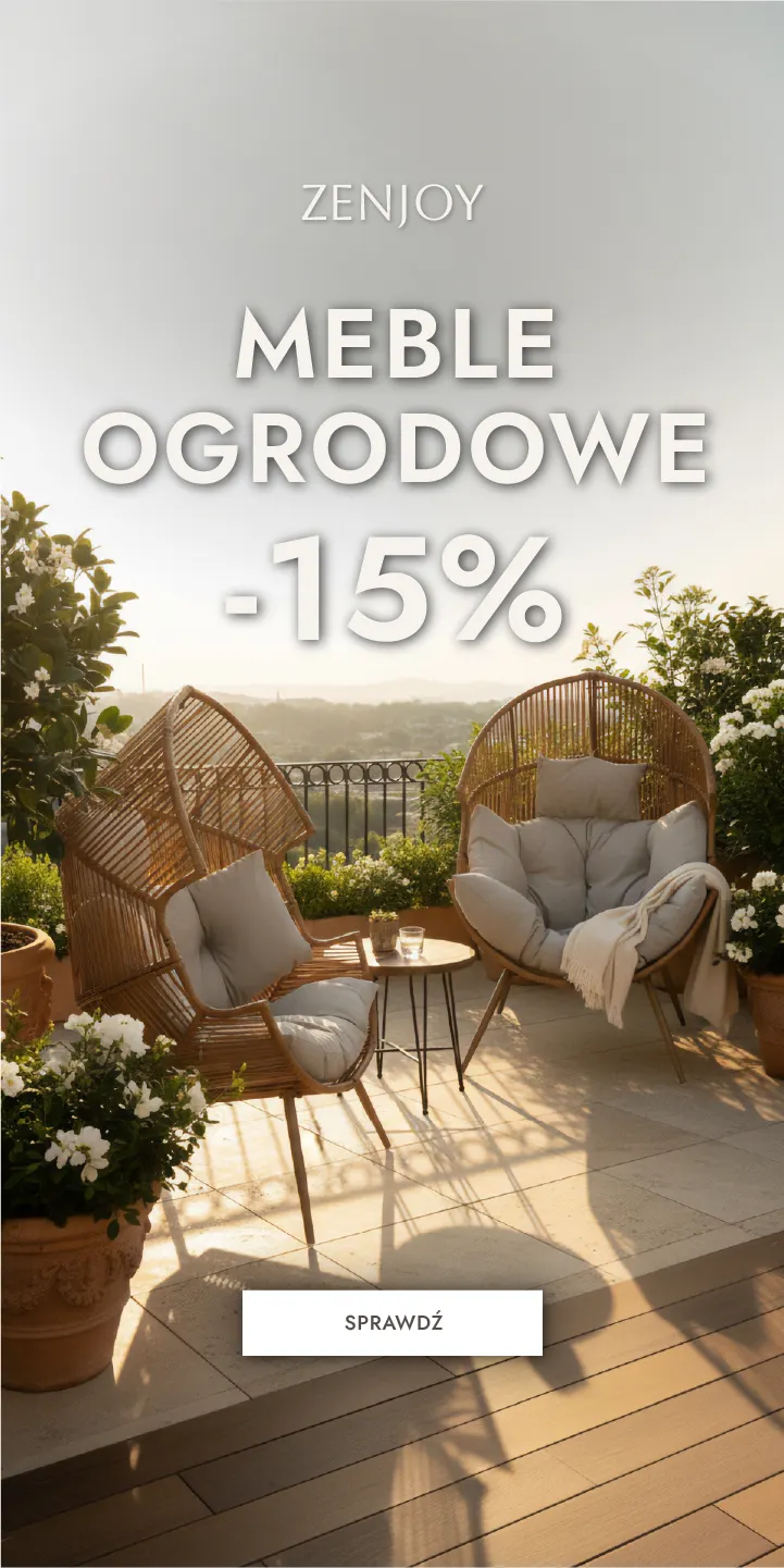 meble ogrodowe, fotel wiszący, karmnik patio, drewniane krzesła, poduszki