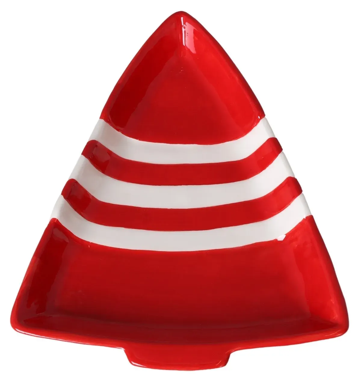 Talerz ceramiczny CHOINKA mały czerwony biały