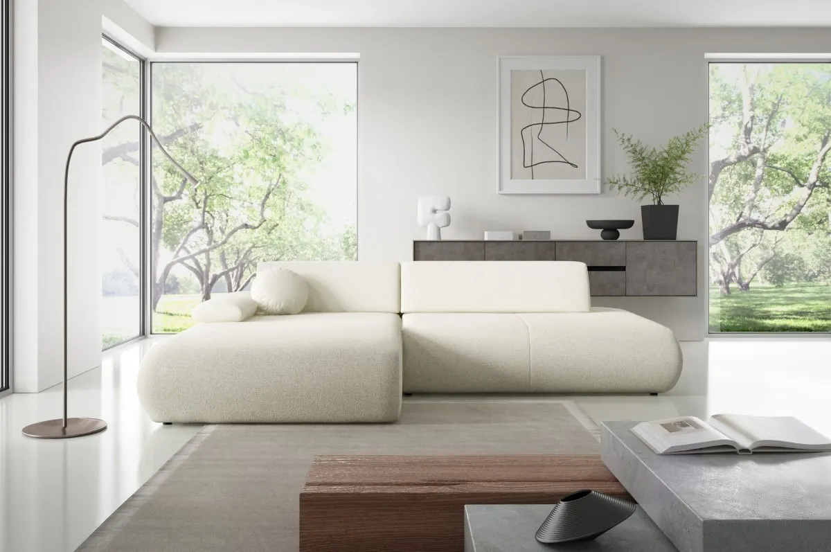 Narożnik rozkładany z pojemnikiem PUENTE 286 cm lewostronny kremowy - PUENTE_NAR_PUENTE03_L