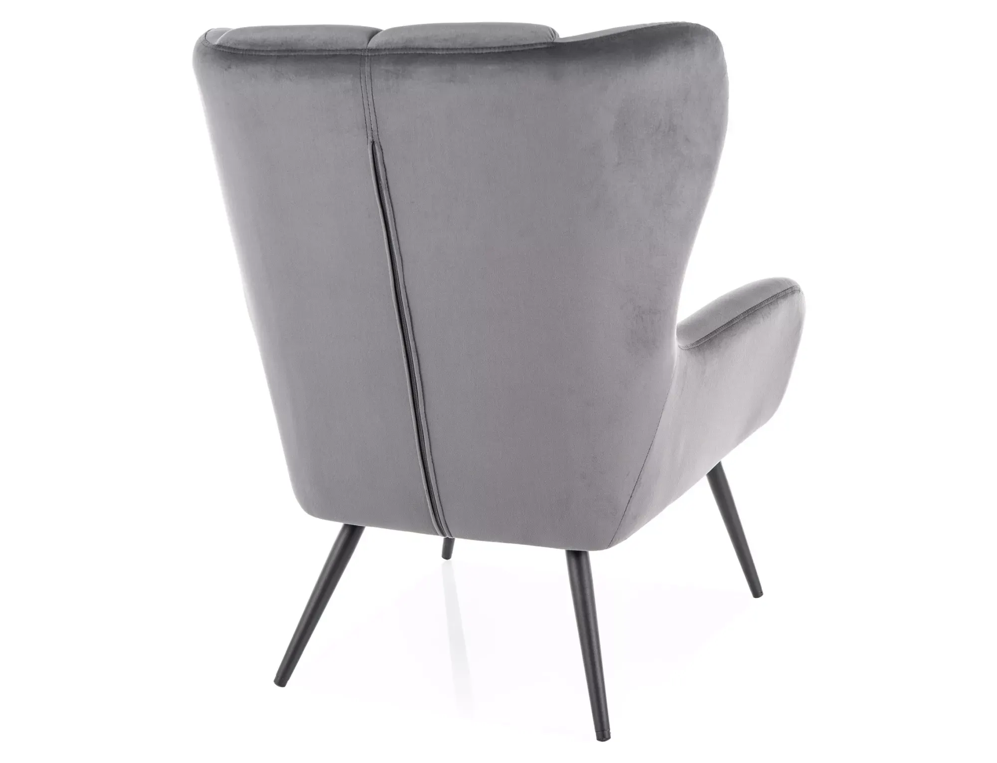 Fotel z podłokietnikami LOUIS VELVET pikowany szary z czarnymi nogami - LOUISVCSZ