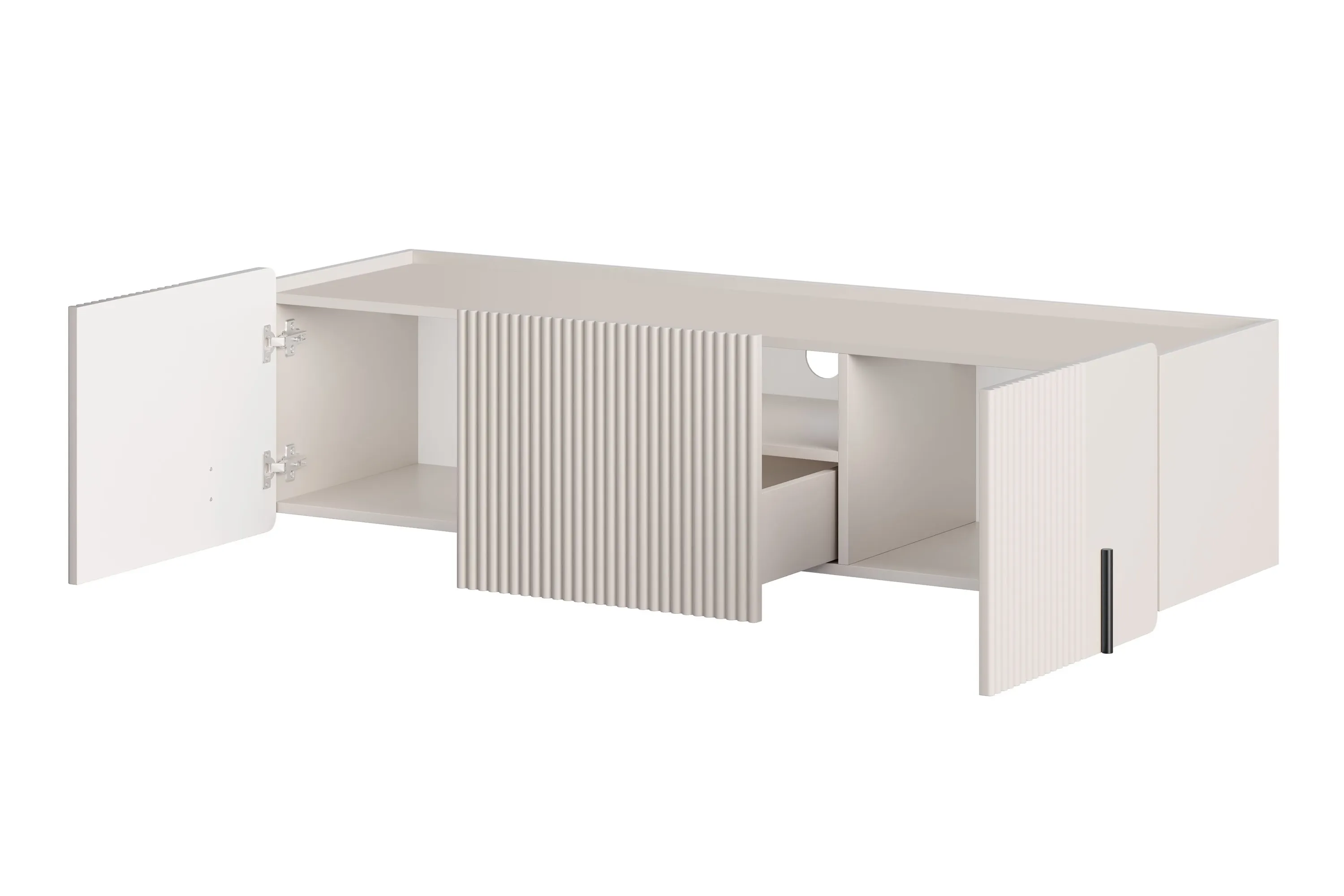 Szafka RTV wisząca MALMI 2-drzwiowa z 1 szufladą 150cm - kaszmirowy - czarny - B_167035