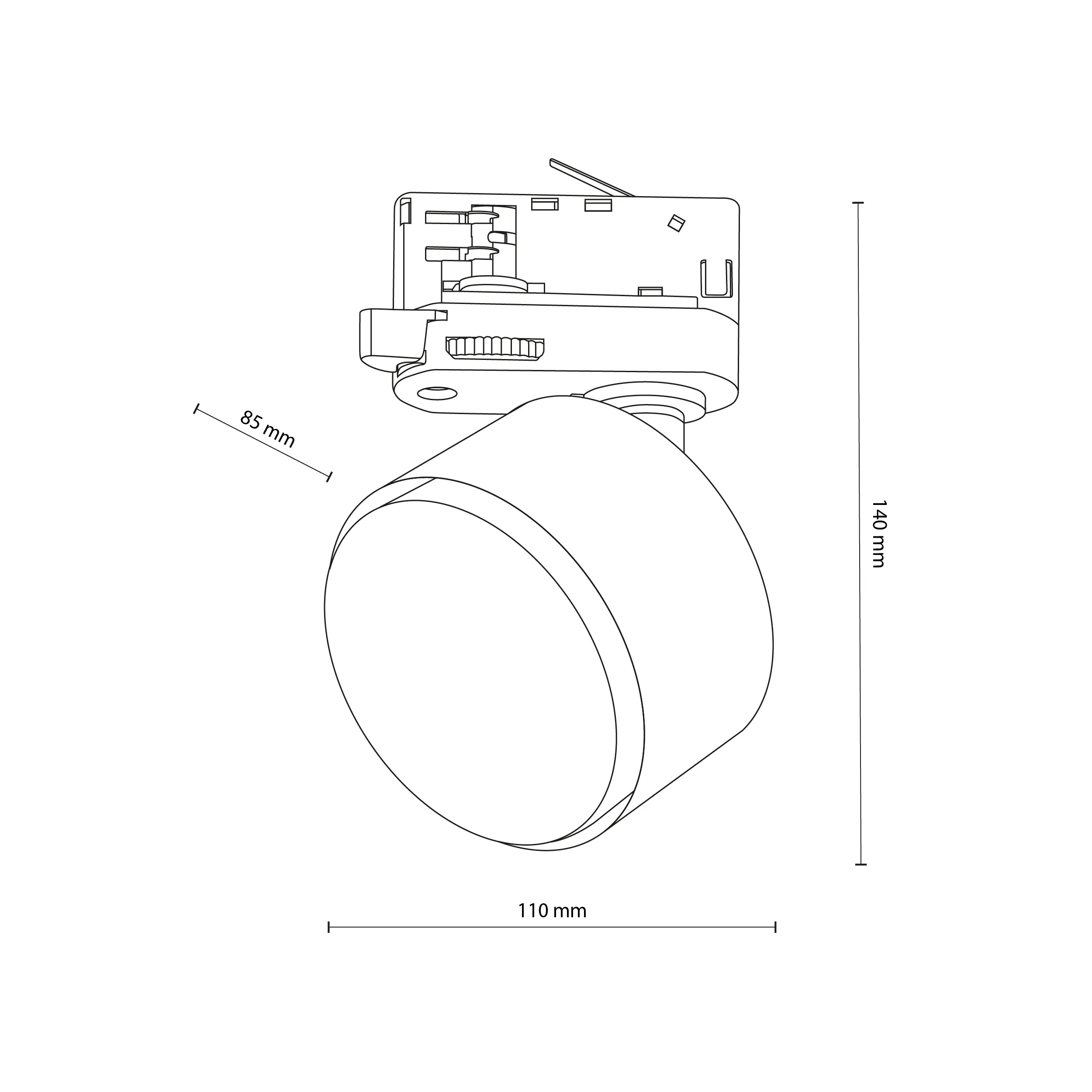 Reflektor listwowy TRACER czarny trójobwodowy 14x12x8cm - TK_6061
