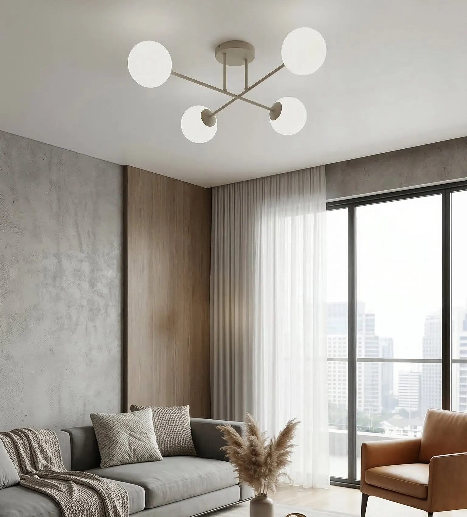 image lampa sufitowa, modern design, cztery kule, kute?, salon