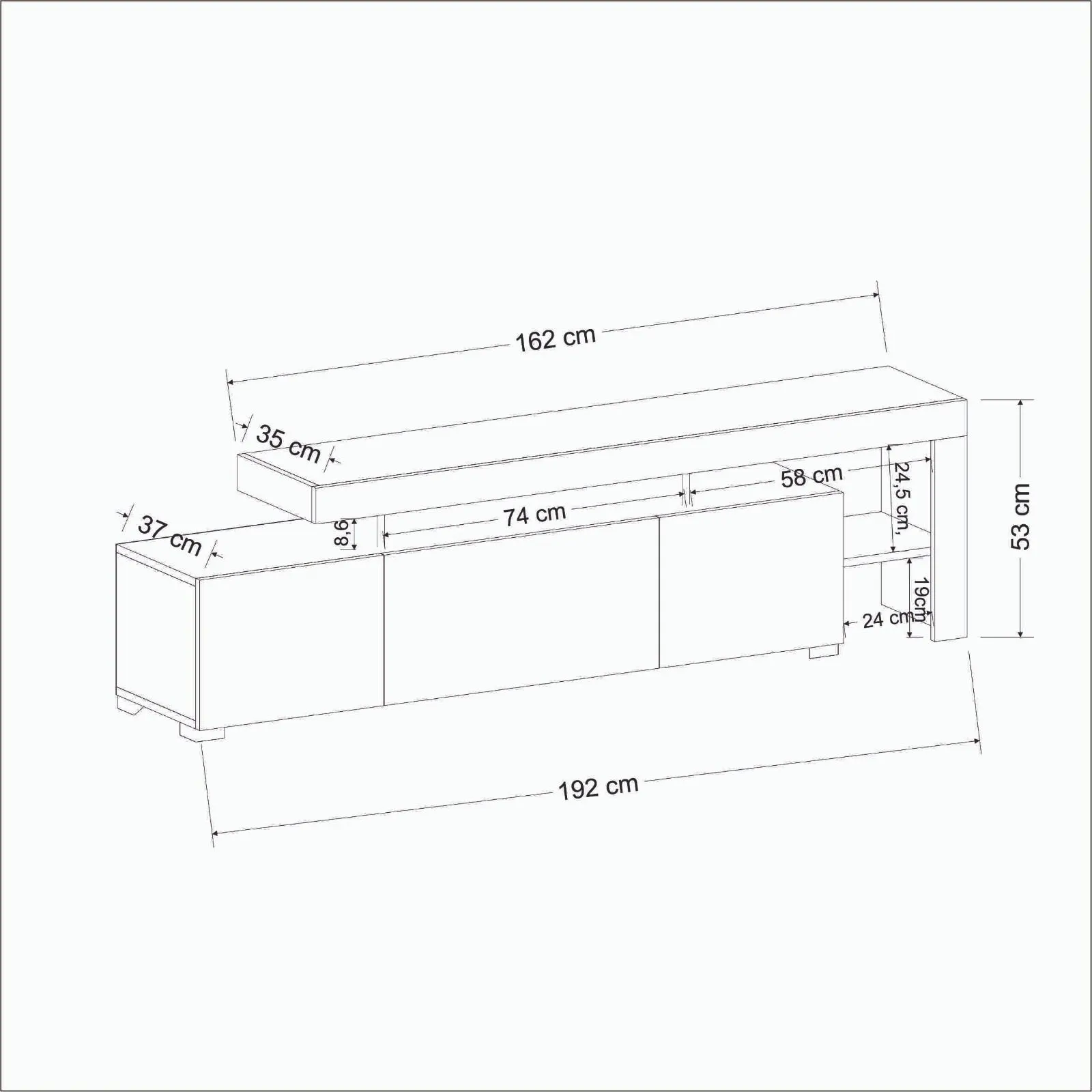 Szafka RTV z oświetleniem LED BELIZ 3-drzwiowa biała - ASI_382NRC1114