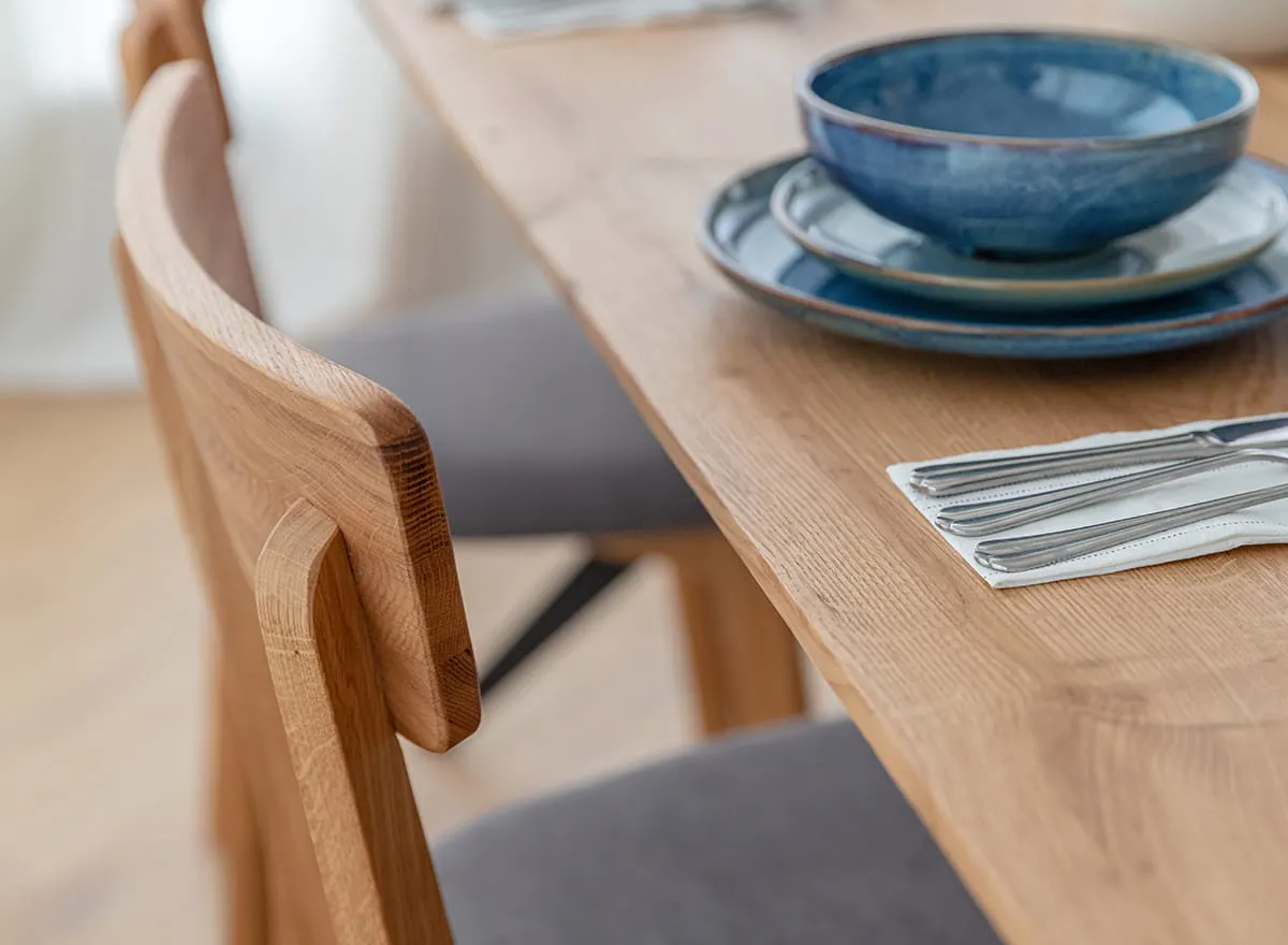 Stół dębowy na metalowych nogach CASERTA 180x90 blat 4cm - dąb olejowany, czarny - CASERTA90X180_4