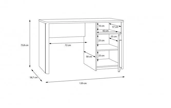 Biurko z szafką SURFINIO szare dąb catania - SFNB211-M378