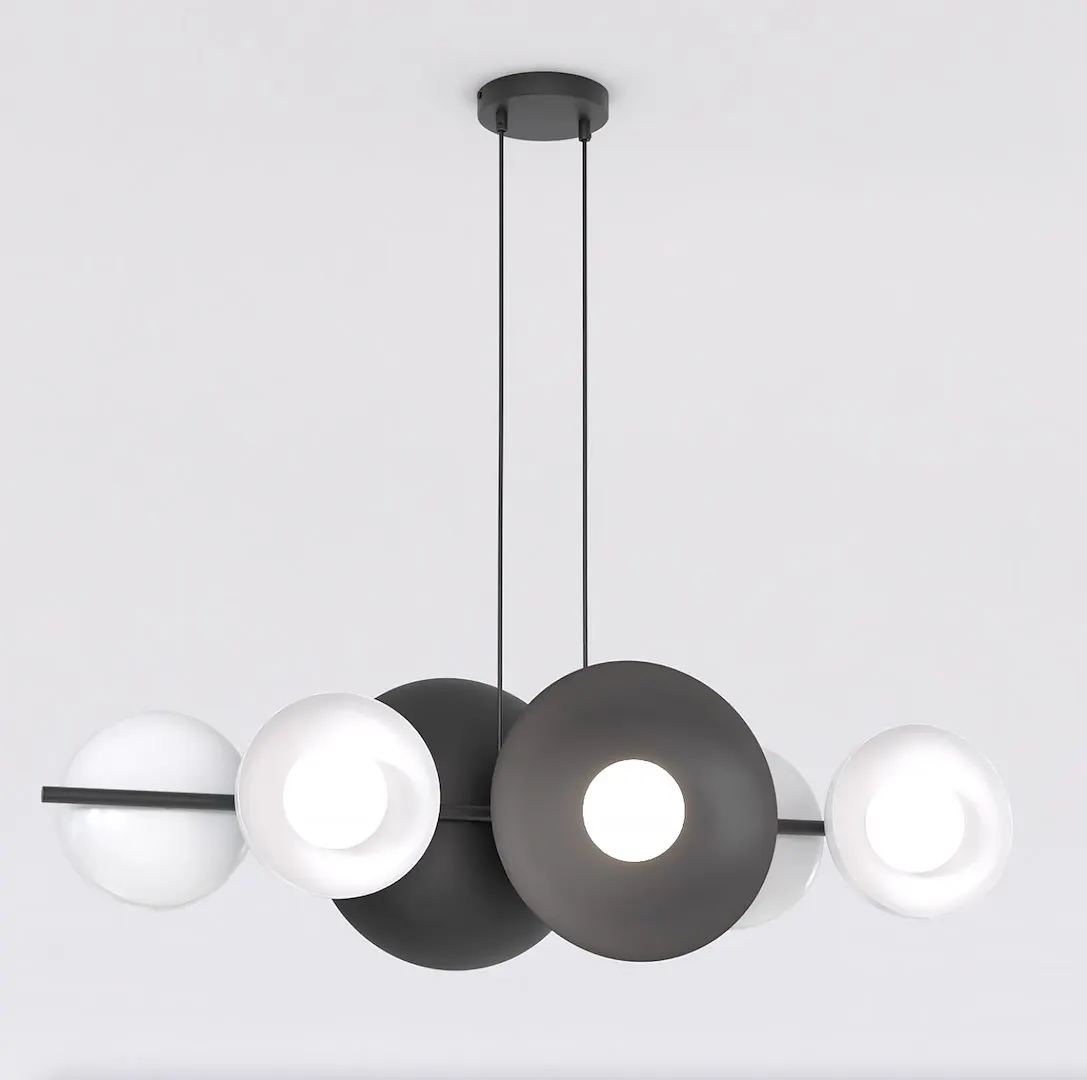 Lampa wisząca metalowa VOLUM 6 WHITE BL czarno - biała