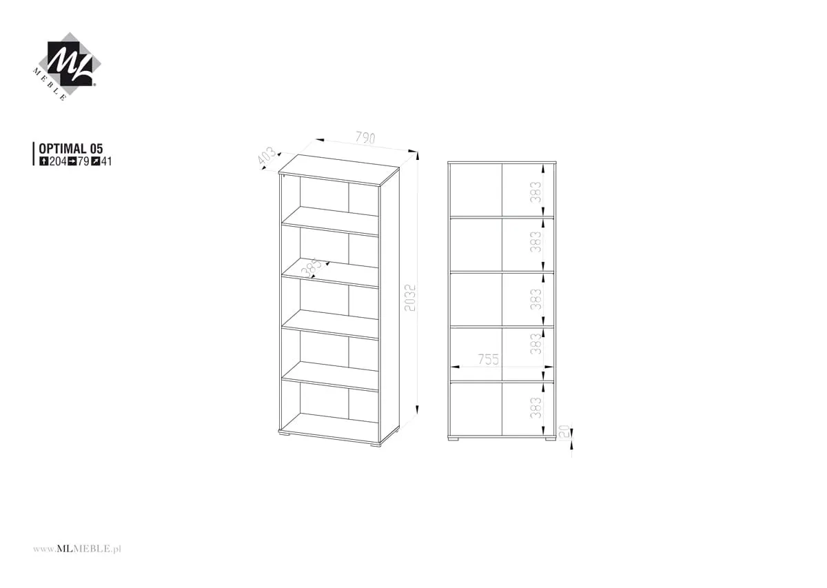 5037-regal-biurowy-optimal-05-sonoma-jasna-ml-meble Regał biurowy OPTIMAL 05 Dąb sonoma jasna 204x79x41 - 1OPTI05-002