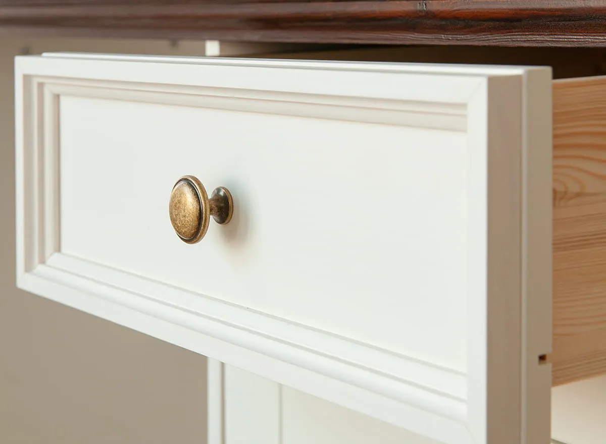 Biurko sosnowe z szafką i szufladą BELLUNO ELEGANTE biały orzech - PL031B/O