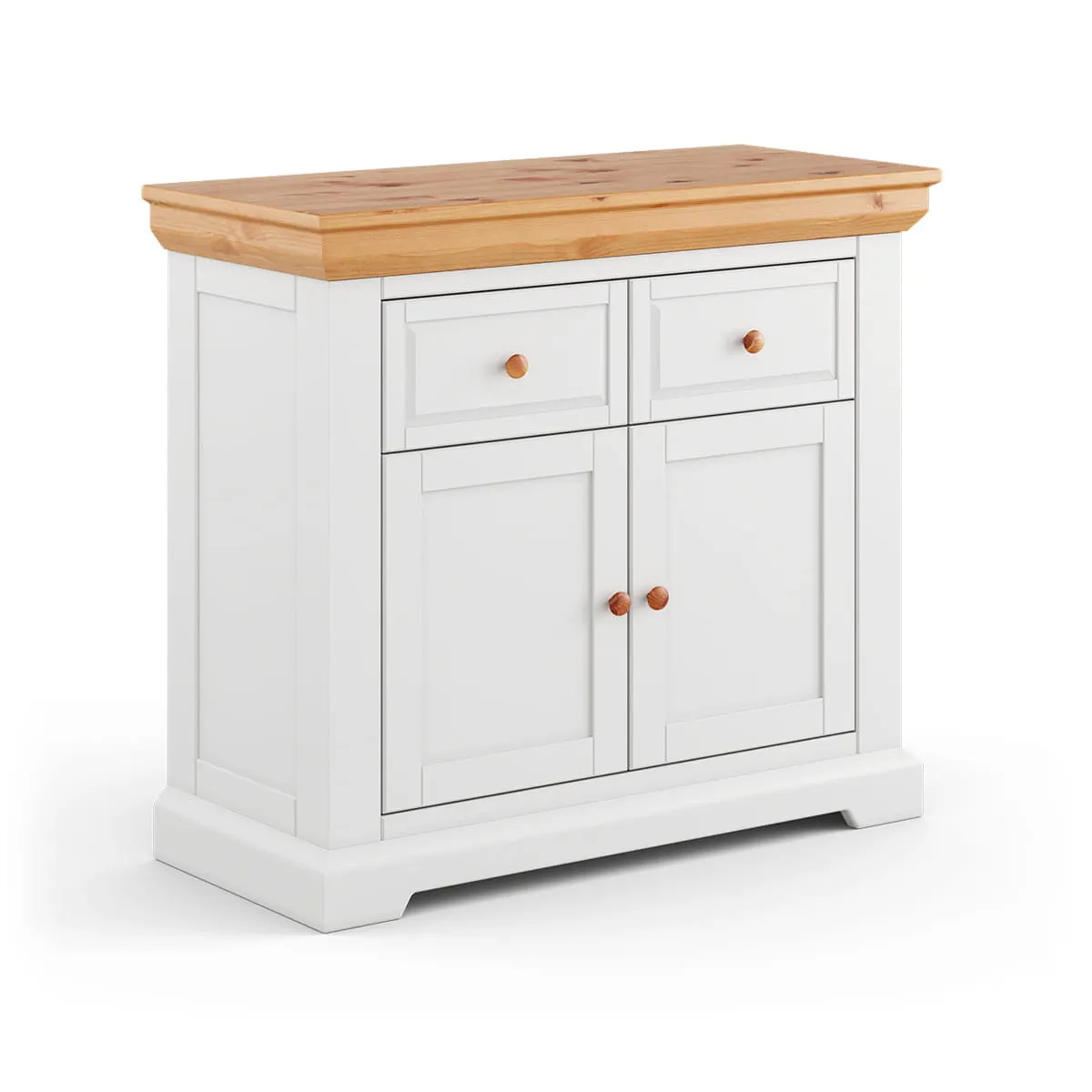 Komoda mała MARONE ELITE 2-drzwiowa z 2 szufladami - biały, złocisty