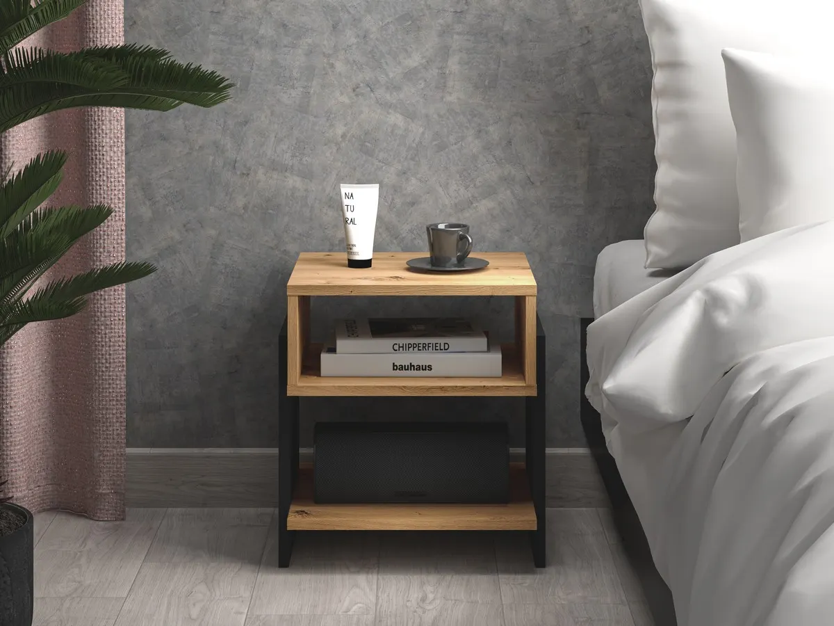 Szafka nocna TRIS 01 dąb artisan-czarny 42x45 - 1TRIS01-001