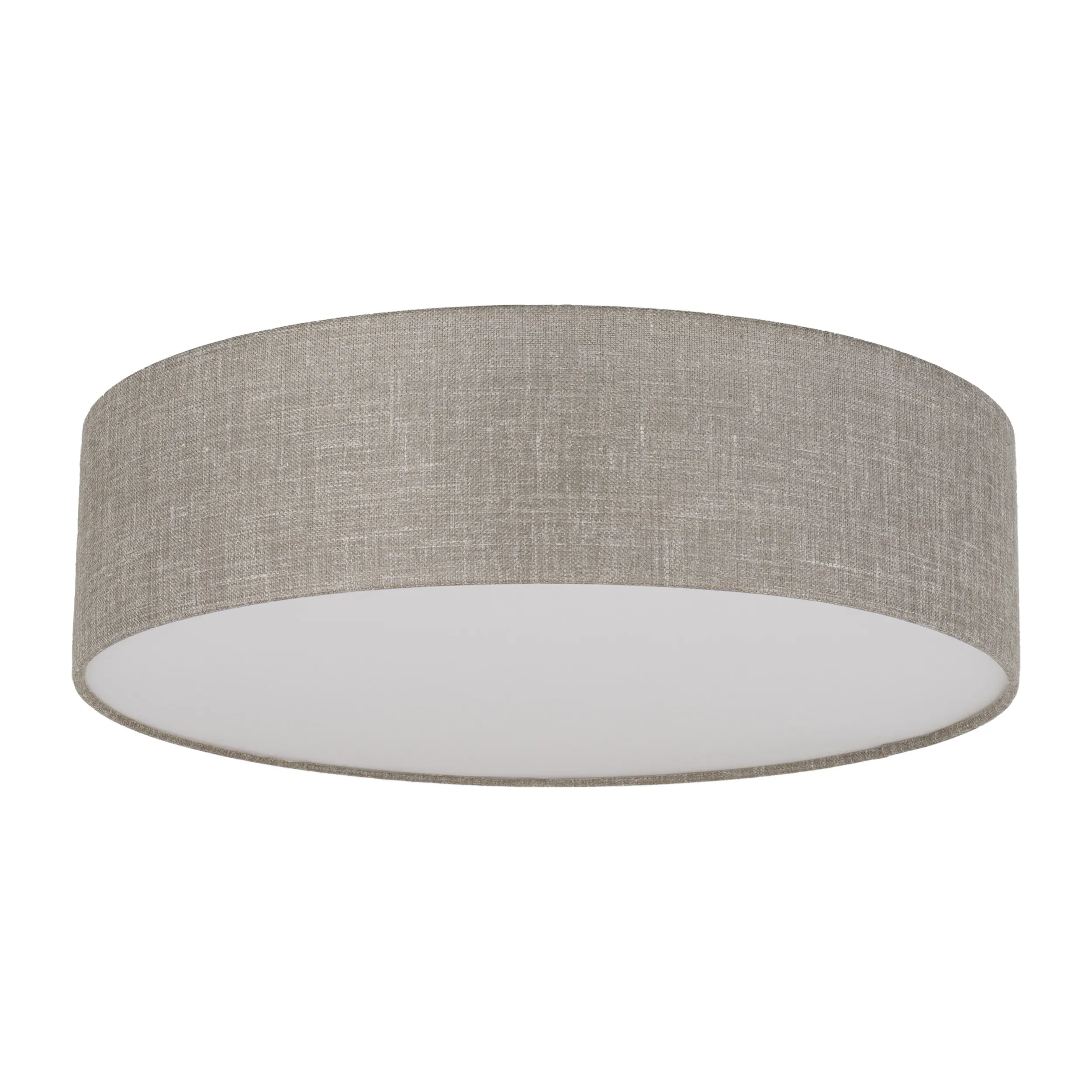 Lampa sufitowa RONDO brązowa z tkaniny klosz biały okrągła 60x15cm