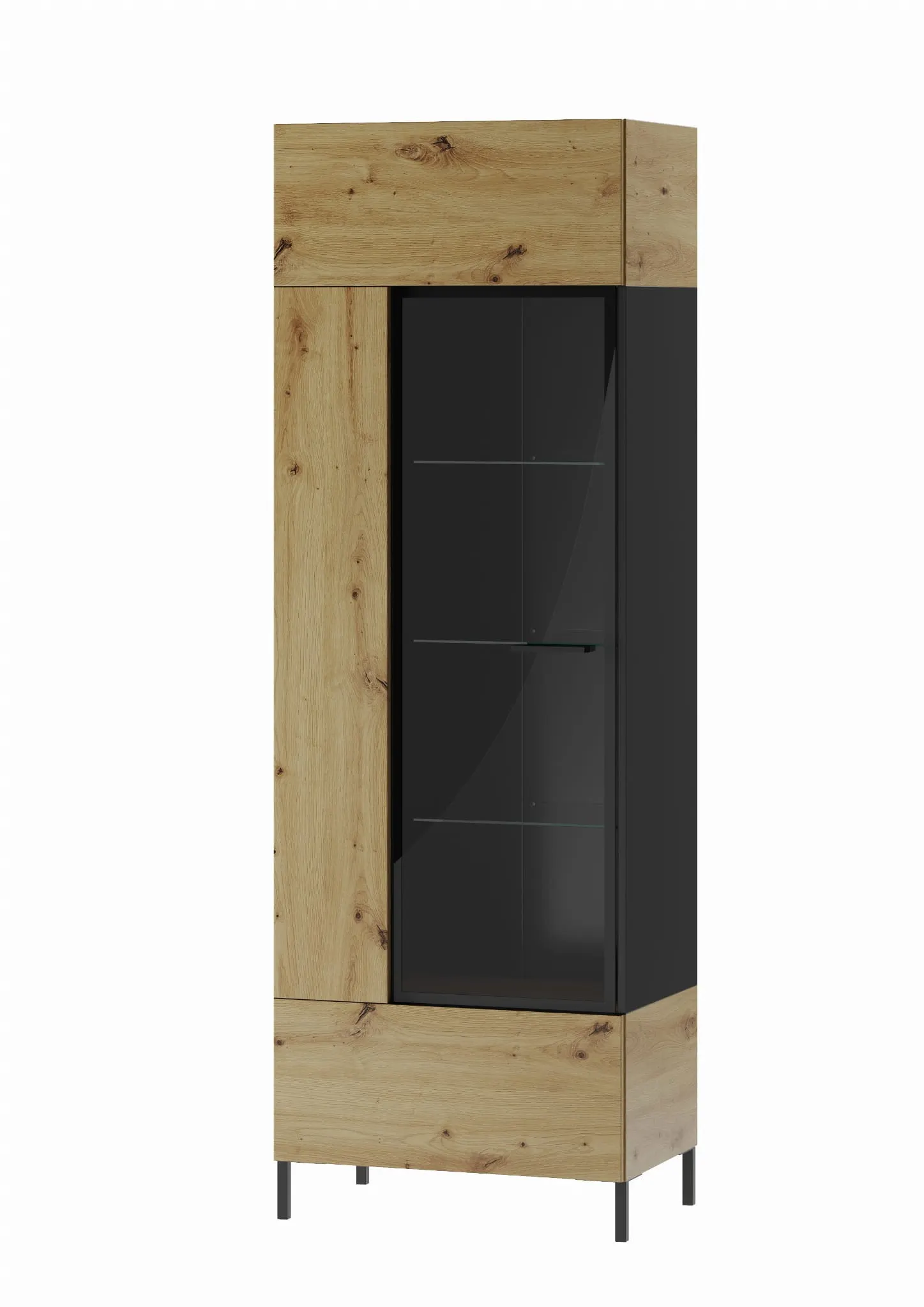 Witryna LUCAS 10 dwustronna jednodrzwiowa dąb artisan czarna 193x65x42cm