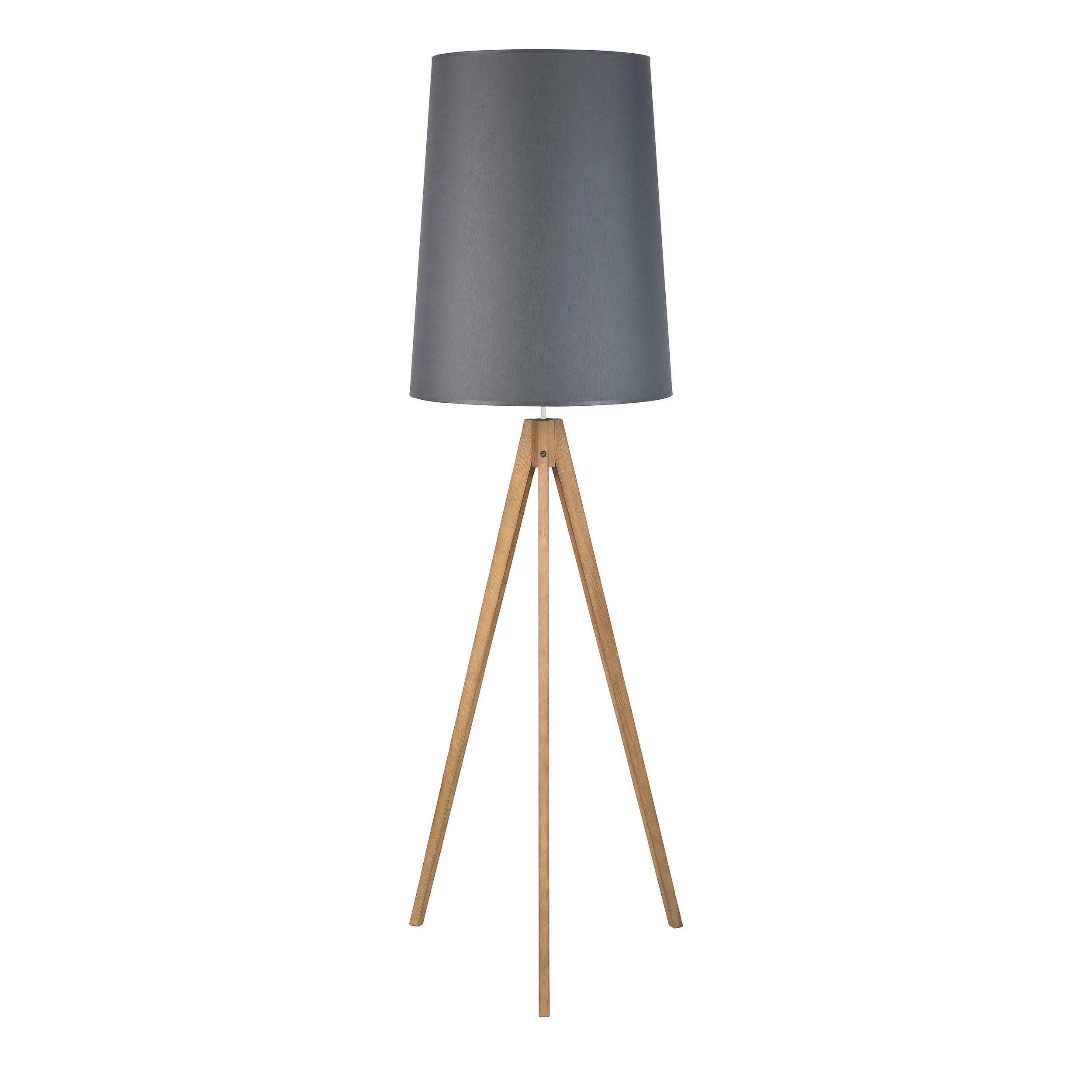 Lampa podłogowa WALZ na sosnowych jasnych nogach z szarym abażurem 175x60cm